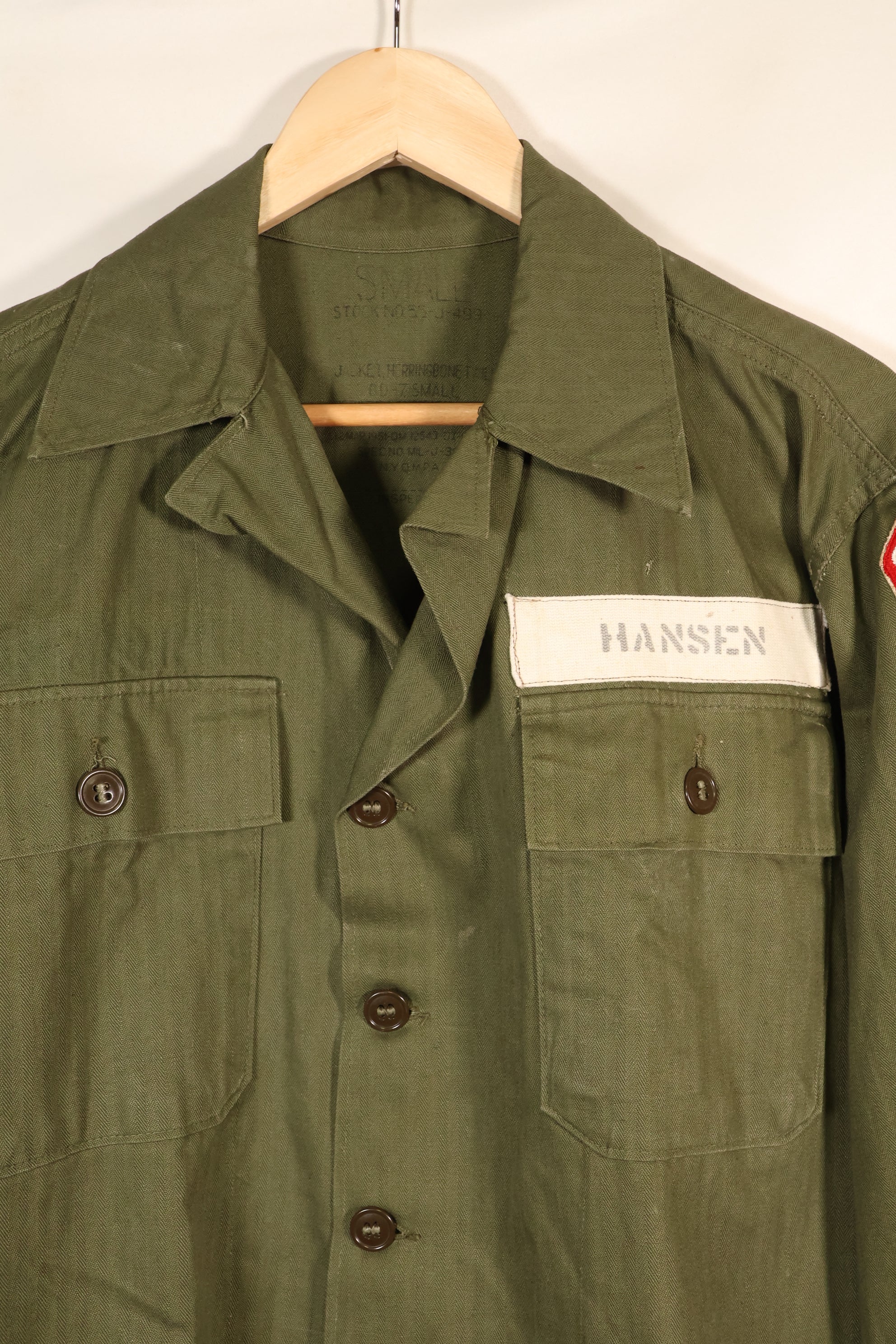 เสื้อตามสัญญาปี 1947, ขนาดเล็ก, M-1947, HBT, เสื้อใช้งานทั่วไป, มีตราติด, มือสอง