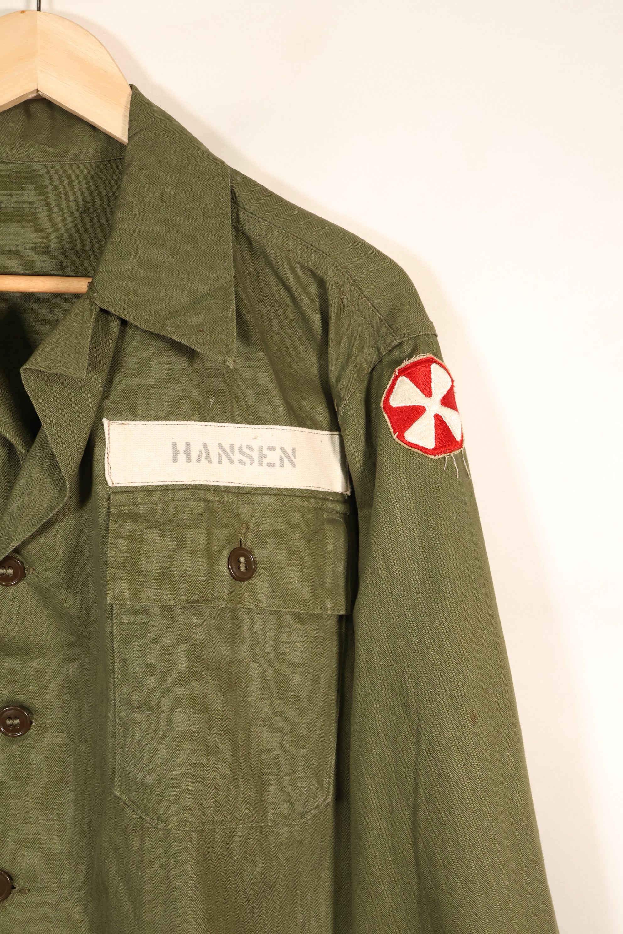 เสื้อตามสัญญาปี 1947, ขนาดเล็ก, M-1947, HBT, เสื้อใช้งานทั่วไป, มีตราติด, มือสอง