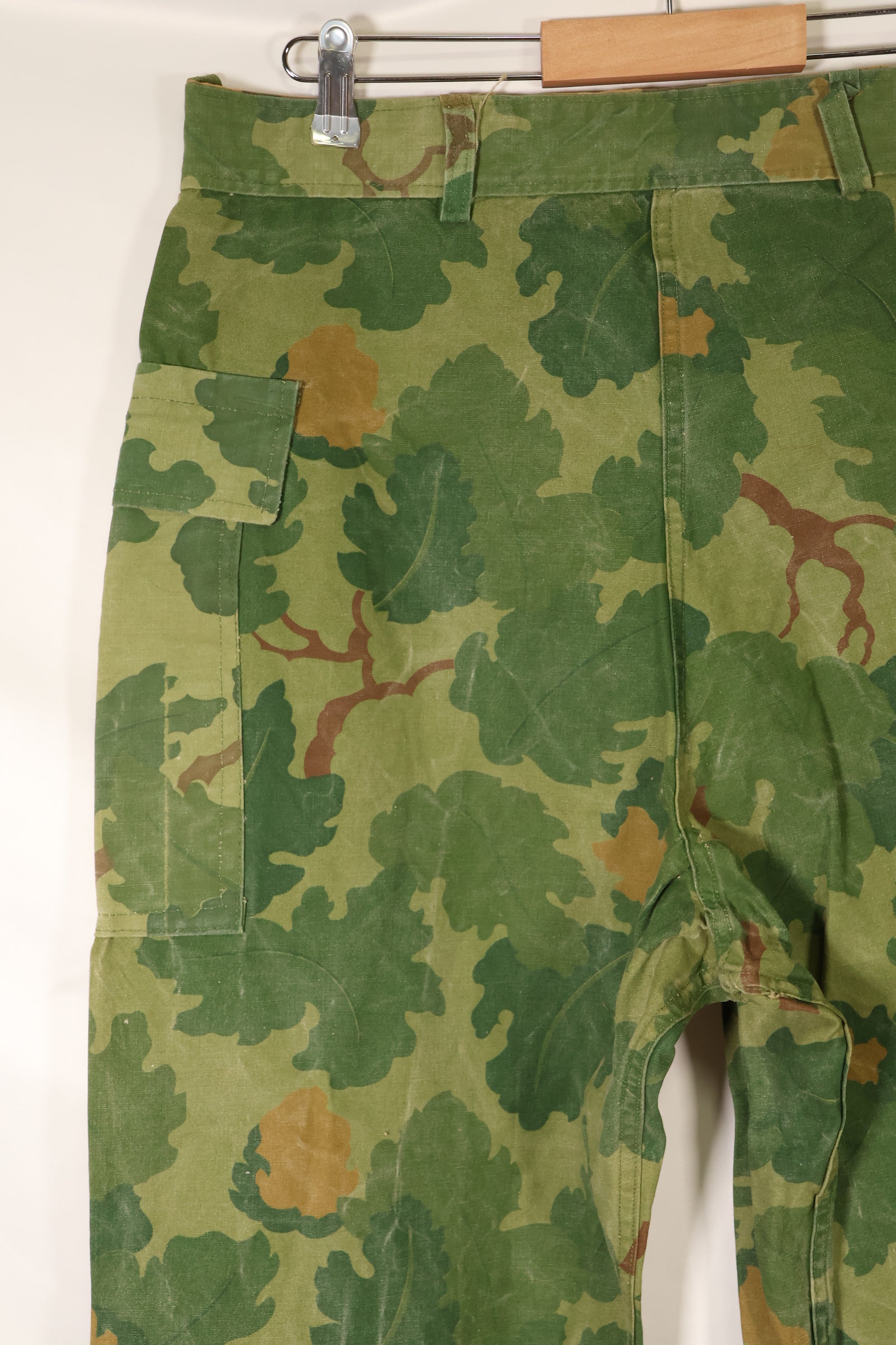 Late 1960s to early 1970s | Privately sourced | Mitchell camouflage | USMC | WWII HBT-style cut | Reversible pants | Used