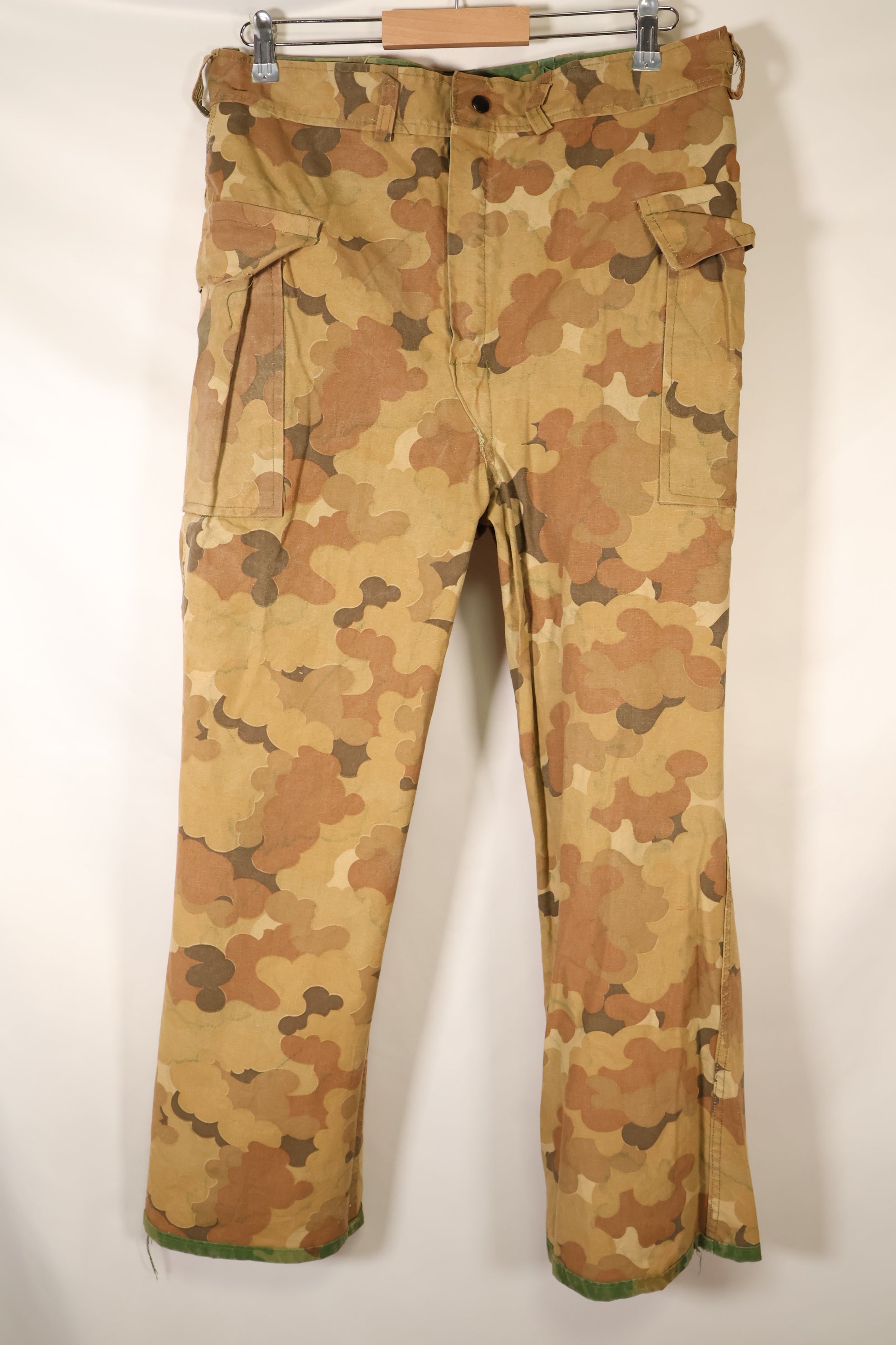 Late 1960s to early 1970s | Privately sourced | Mitchell camouflage | USMC | WWII HBT-style cut | Reversible pants | Used