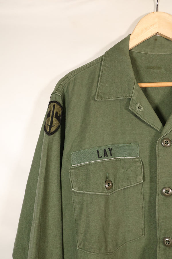 1968 Contract, Estimated Size: MEDIUM, OG-107, Utility Shirt, Aftermarket Patch, Used