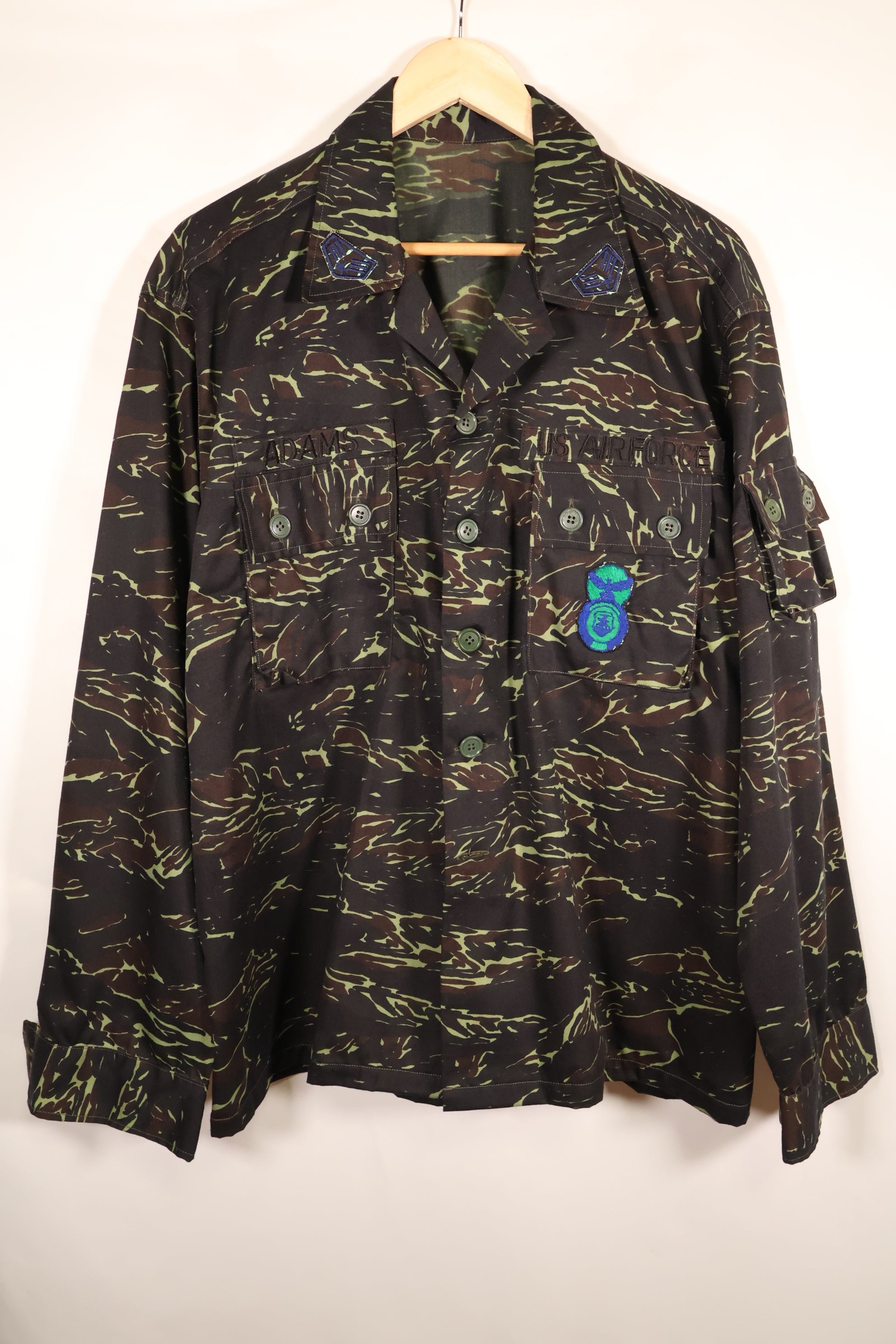 1970s Thai Border Patrol “Shadow Tiger” Locally Made Tiger-Stripe Shirt, Used, Grade A