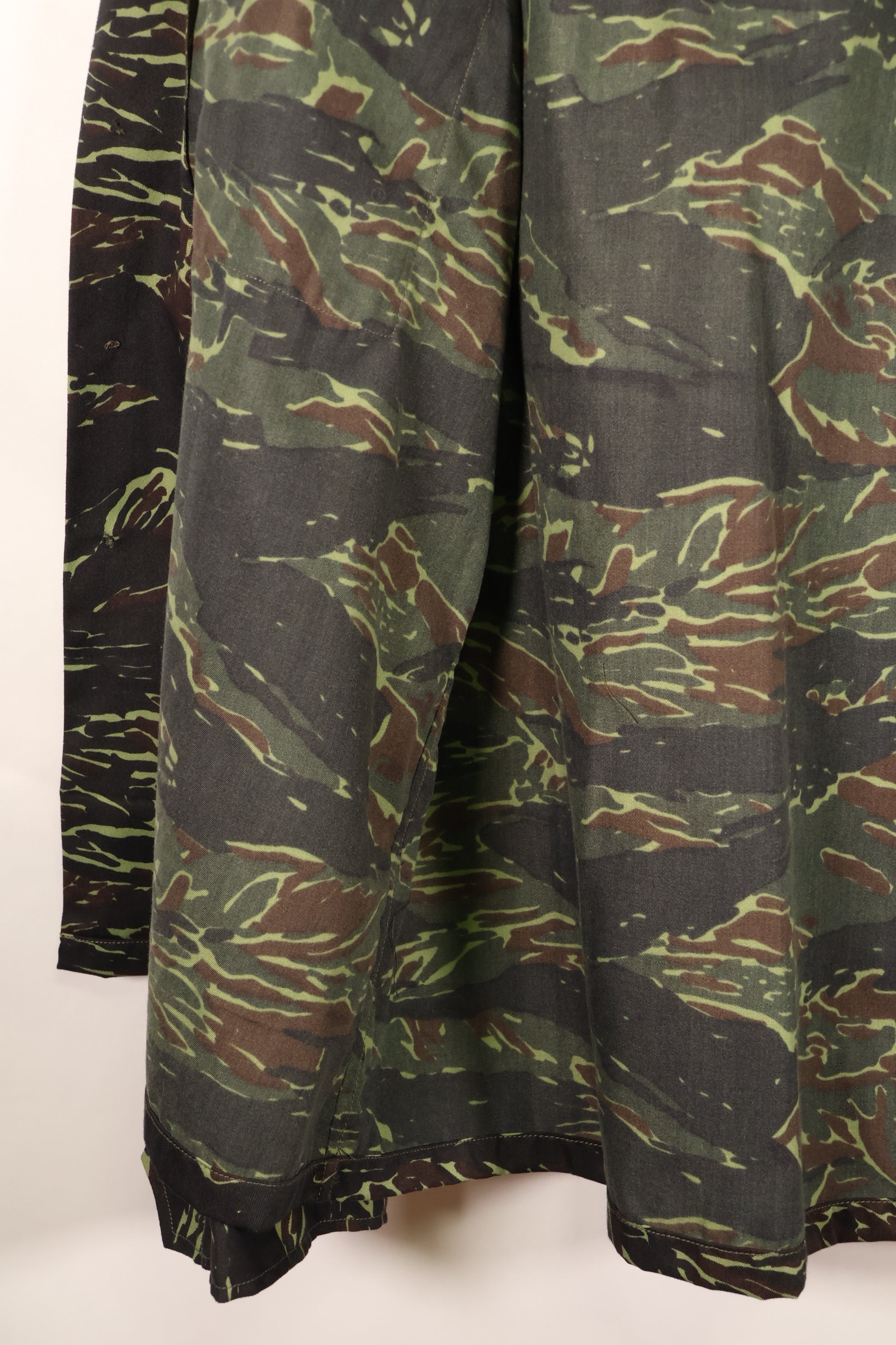 1970s Thai Border Guard "Shadow Tiger" Locally Made Tiger-Striped Shirt, Used, Size B