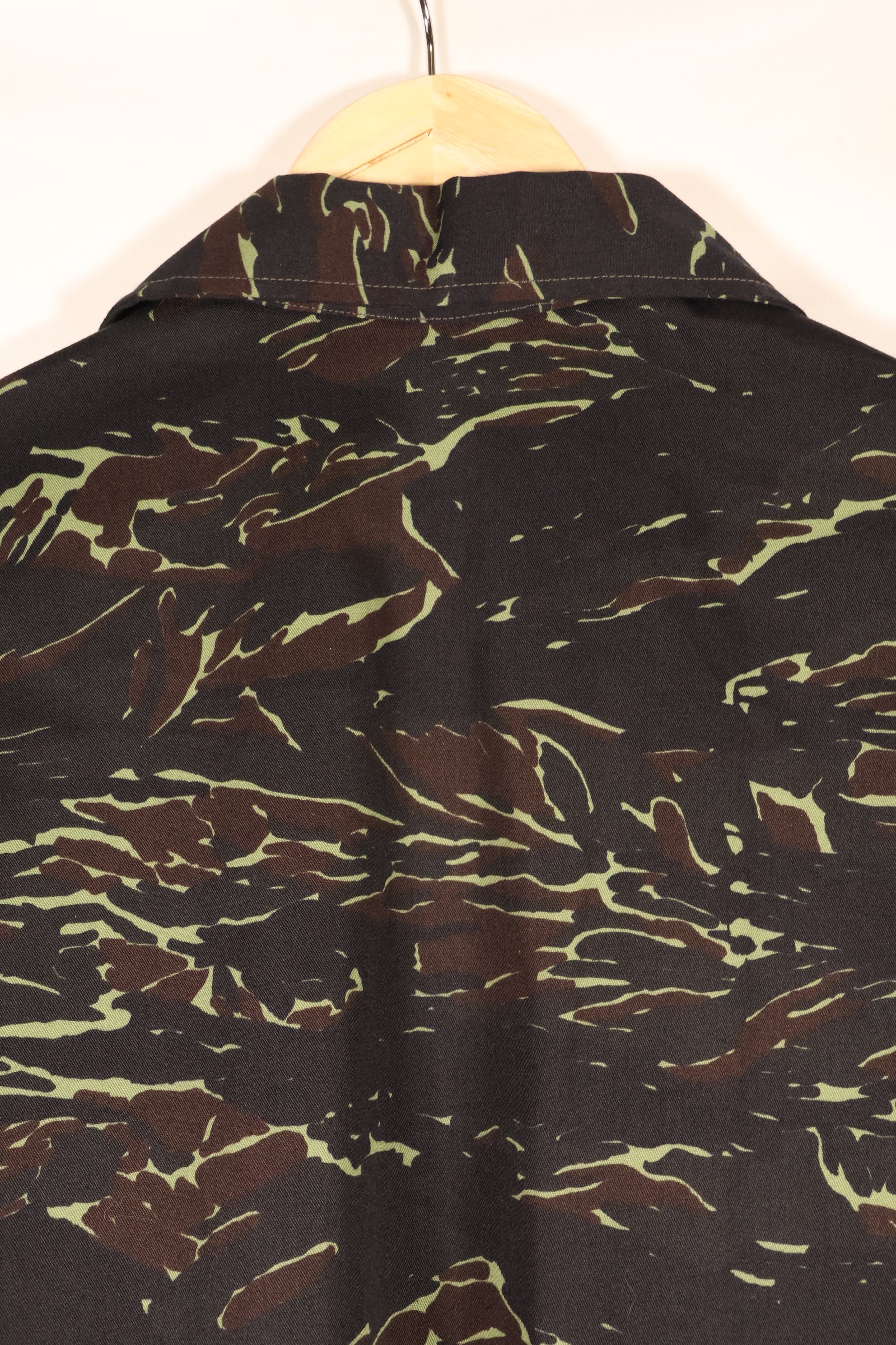 1970s Thai Border Guard "Shadow Tiger" Locally Made Tiger-Striped Shirt, Used, Size B