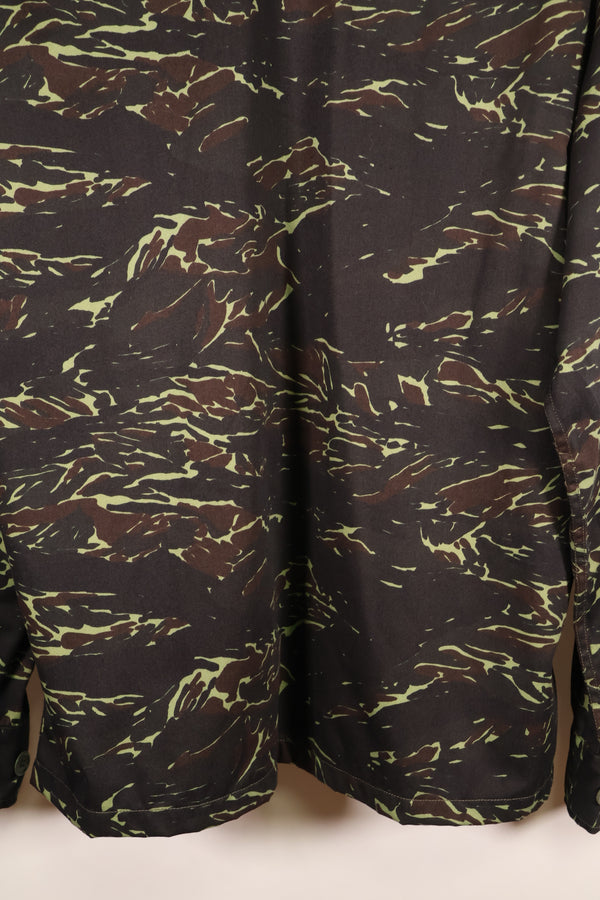 1970s Thai Border Guard "Shadow Tiger" Locally Made Tiger-Striped Shirt, Used, Size B