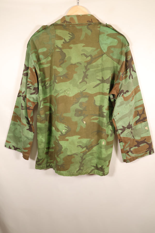 Early 1970s, Large Size, ARVN, South Vietnamese Airborne Division, Leaf Camouflage Shirt, Repaired, Used