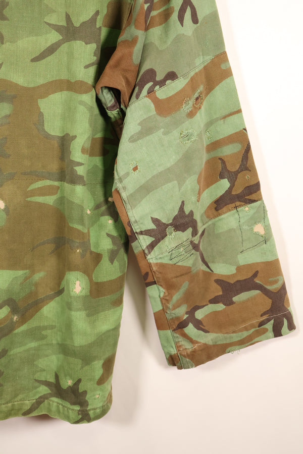 Early 1970s, Large Size, ARVN, South Vietnamese Airborne Division, Leaf Camouflage Shirt, Repaired, Used