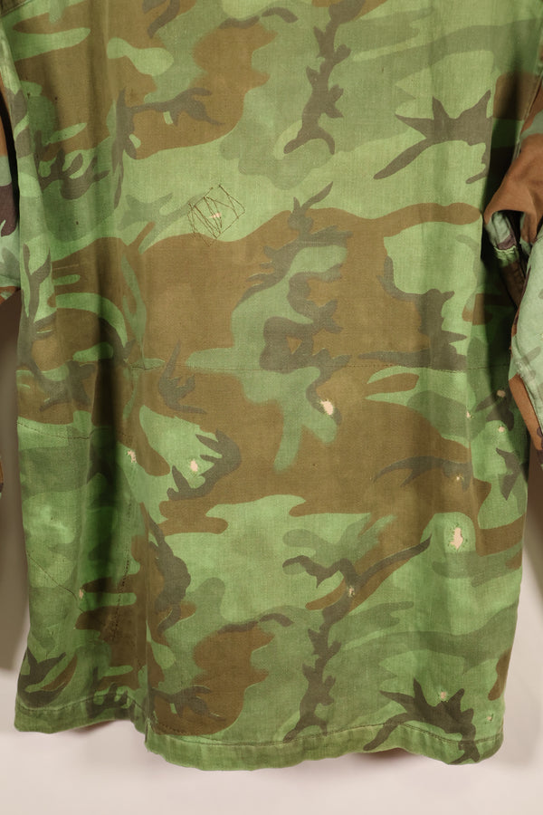 Early 1970s, Large Size, ARVN, South Vietnamese Airborne Division, Leaf Camouflage Shirt, Repaired, Used