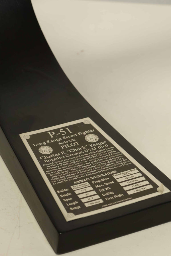 Autographed P-51 Mustang by Air Force Brigadier General Chuck Yeager, used model.