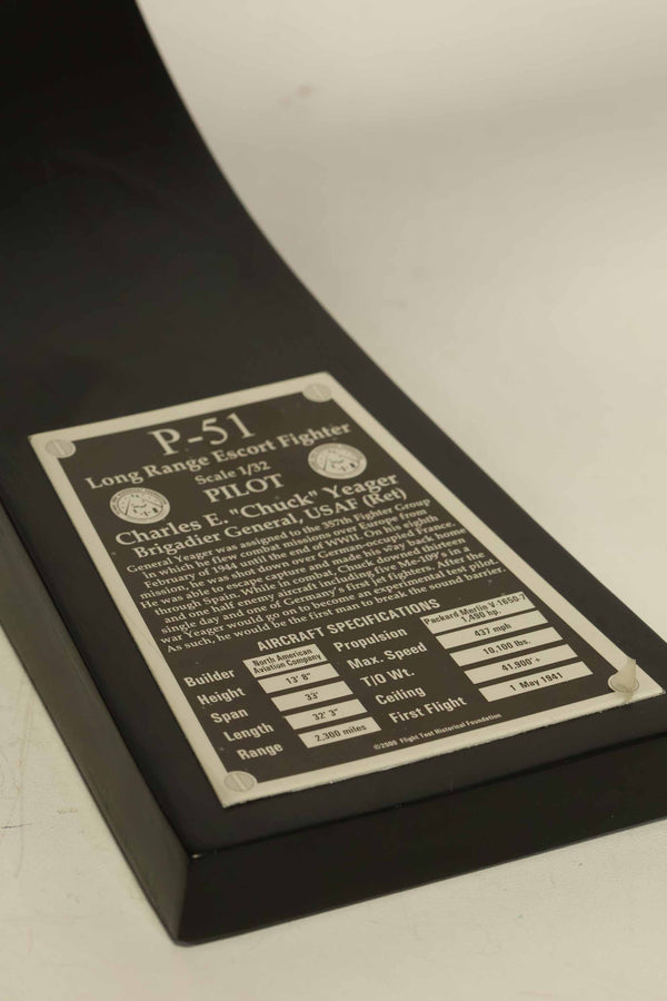 Autographed P-51 Mustang by Air Force Brigadier General Chuck Yeager, used model.