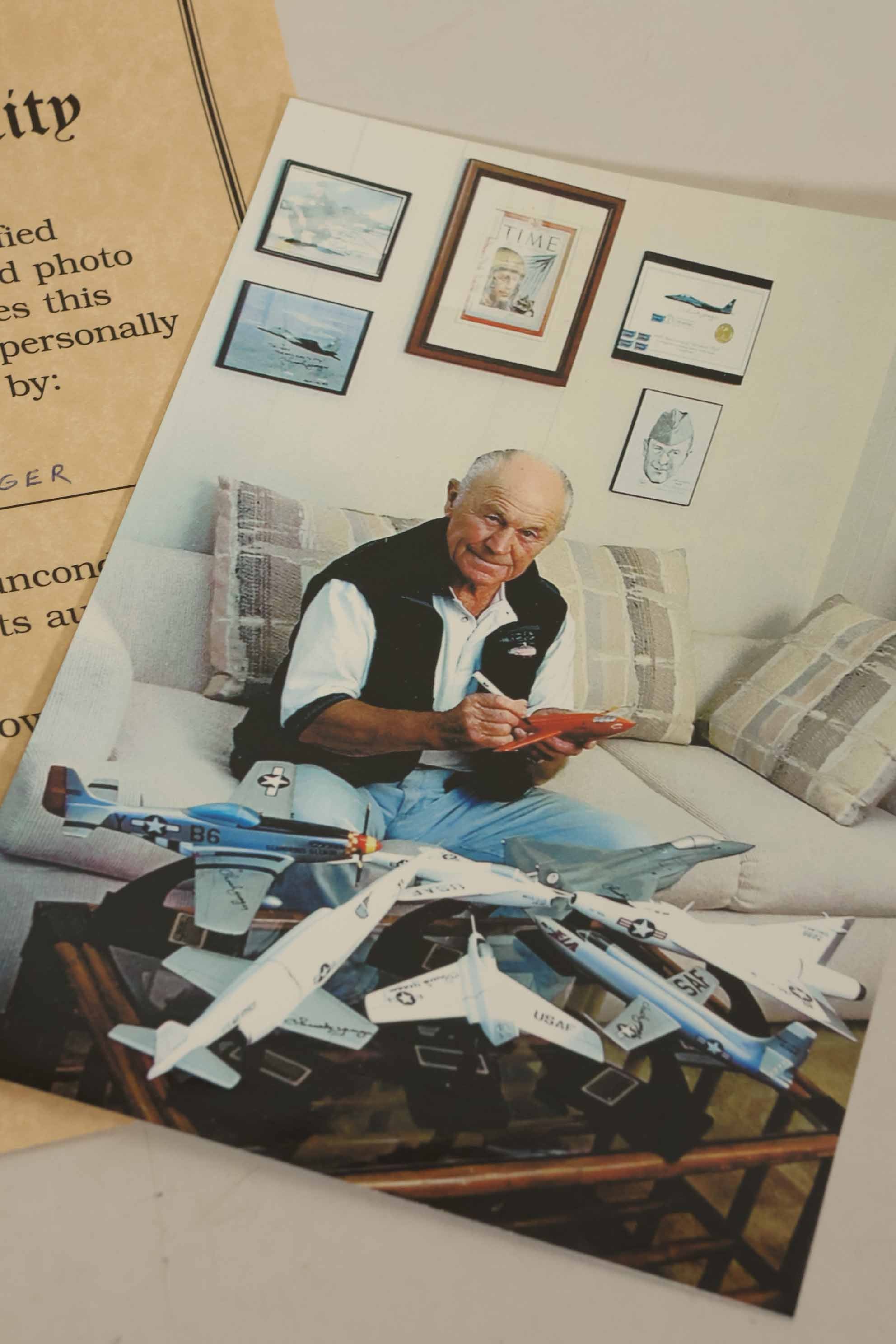 Autographed P-51 Mustang by Air Force Brigadier General Chuck Yeager, used model.