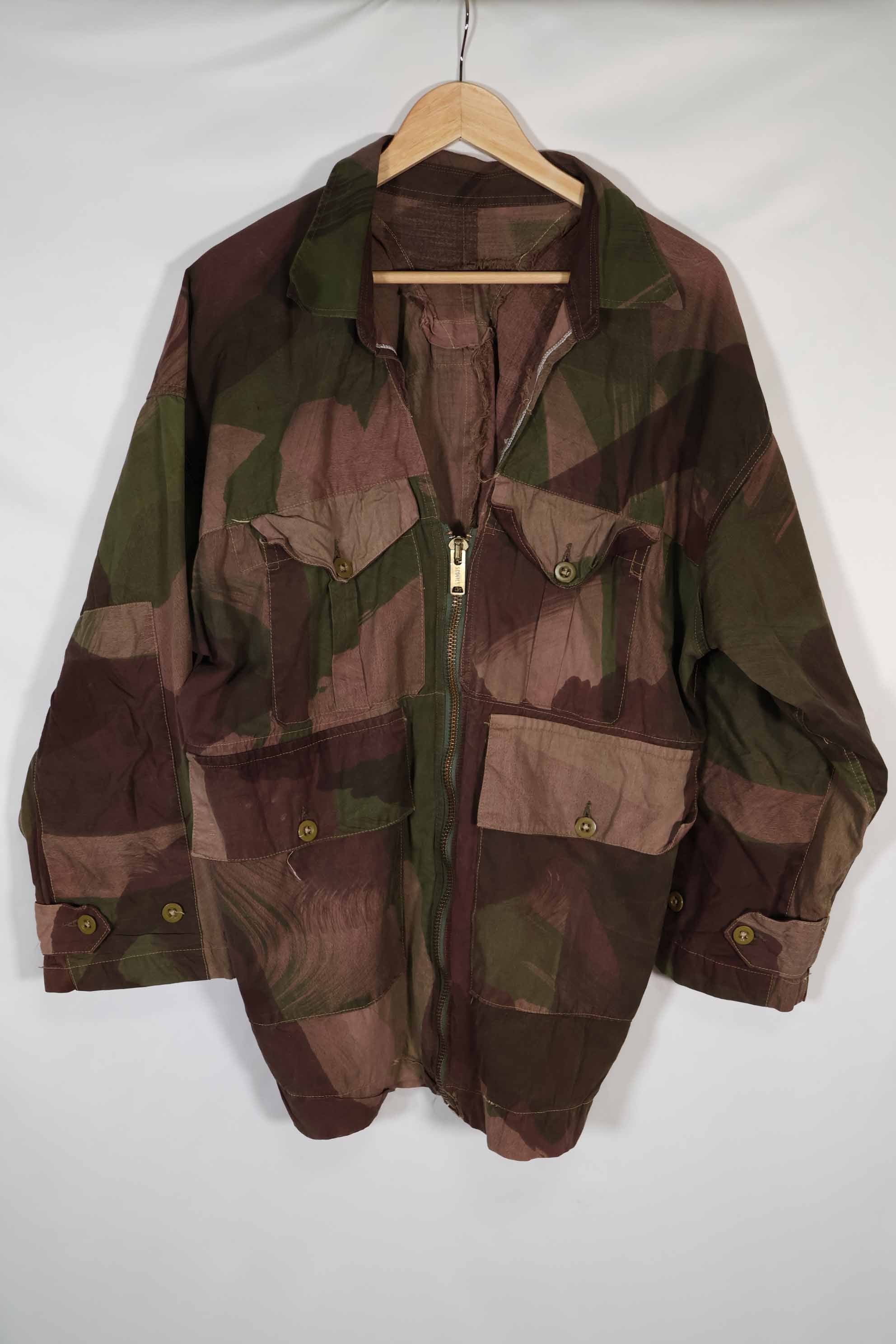 実物　1940年代　WWII 英軍　Windproof迷彩　インドシナ戦争　ジッパーカスタムジャケット　中古品