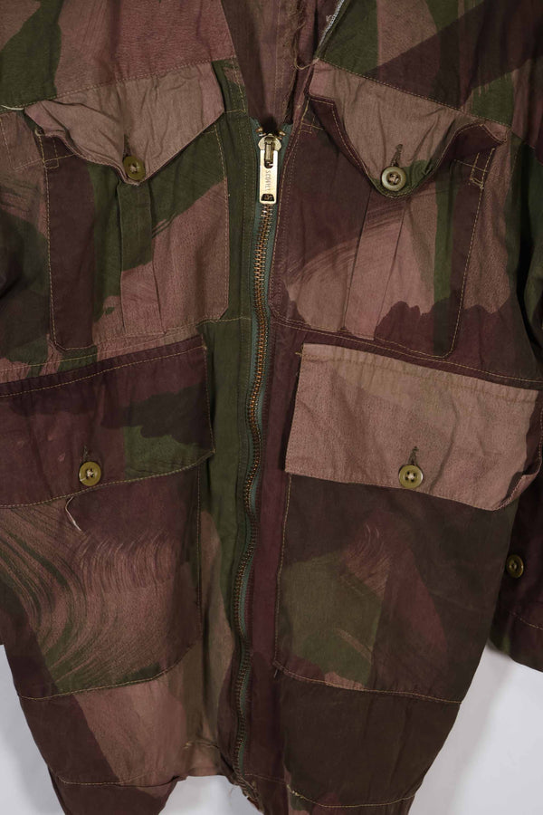 実物　1940年代　WWII 英軍　Windproof迷彩　インドシナ戦争　ジッパーカスタムジャケット　中古品