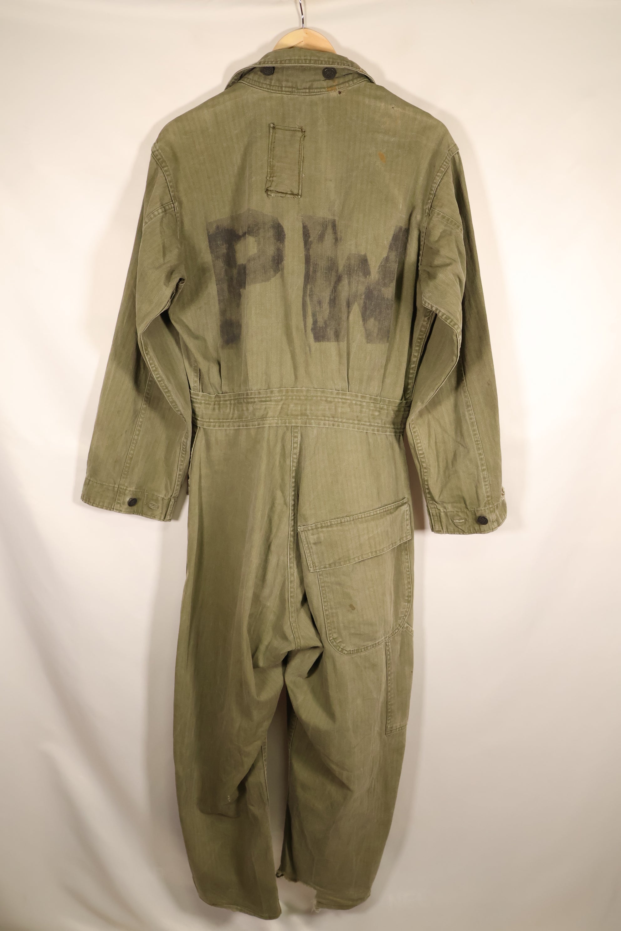 1940s, 36R, U.S. Army Combat Coveralls, PW (Prisoner of War) item, faded, used