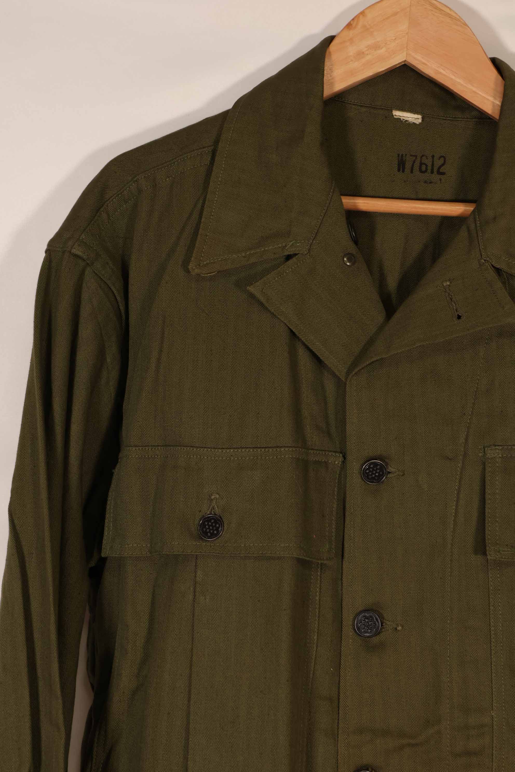 実物　1940年代　アメリカ陸軍　HBT OD ユーティリティジャケット　サイズタグなし　状態良い