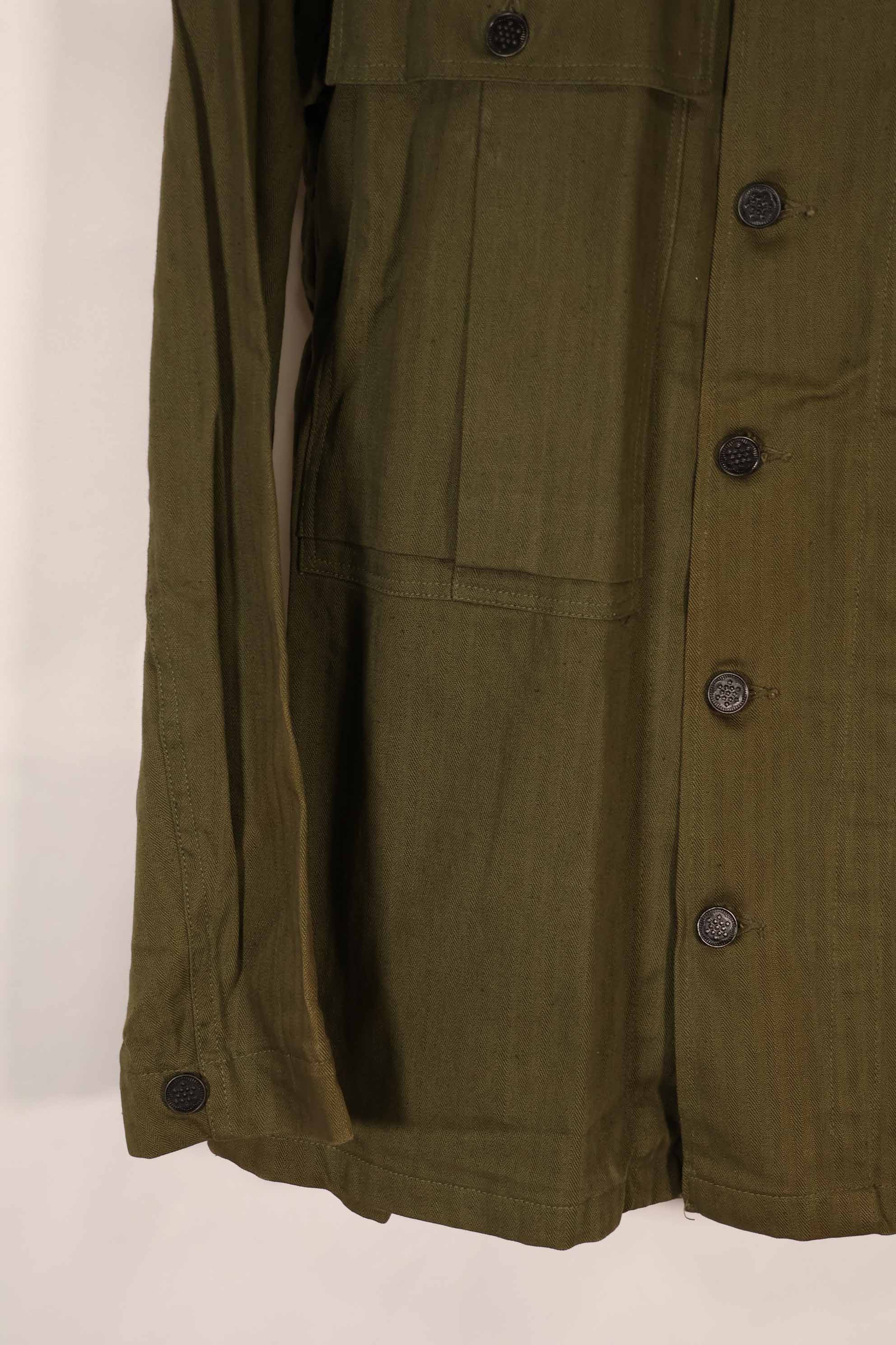 実物　1940年代　アメリカ陸軍　HBT OD ユーティリティジャケット　サイズタグなし　状態良い