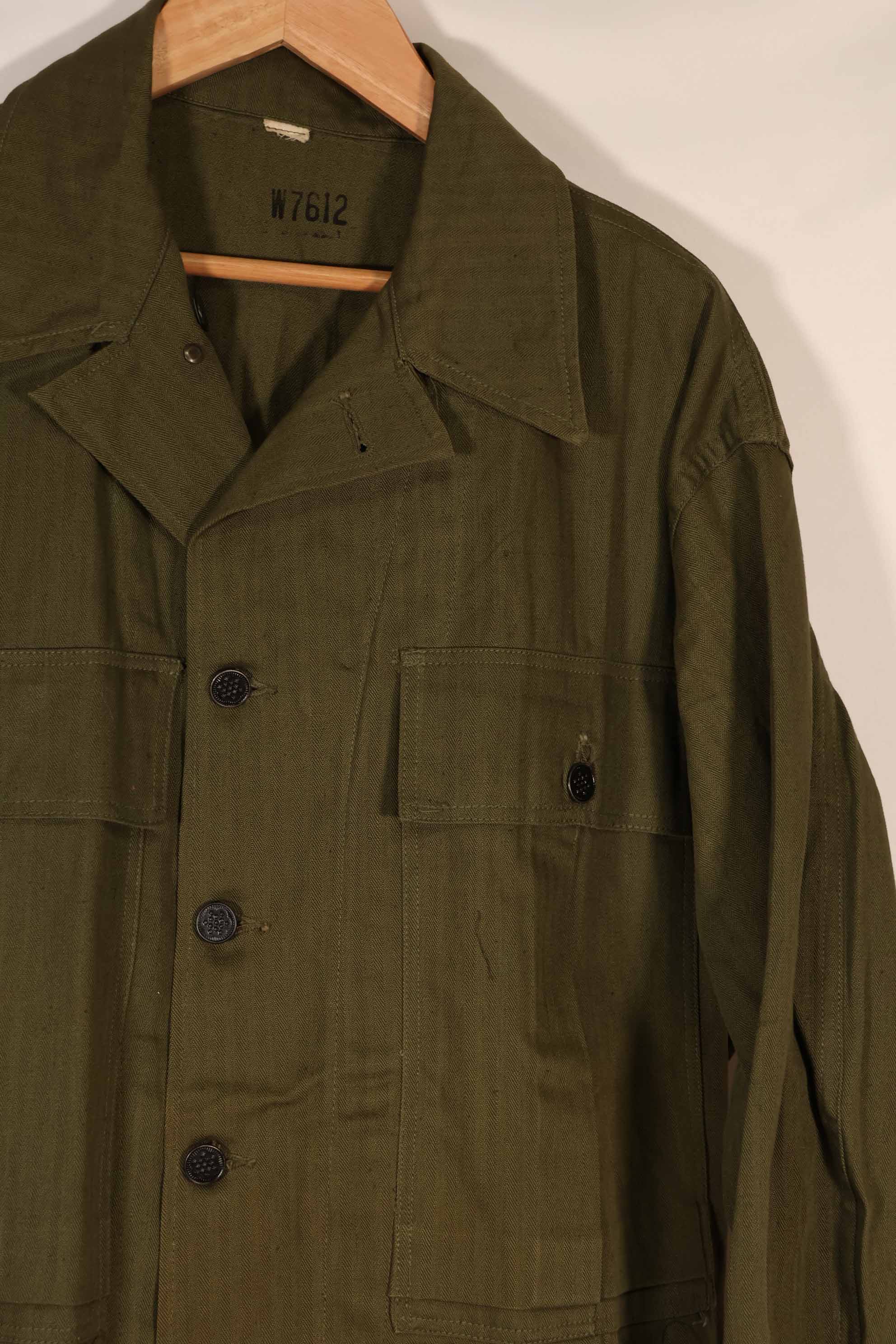 実物　1940年代　アメリカ陸軍　HBT OD ユーティリティジャケット　サイズタグなし　状態良い