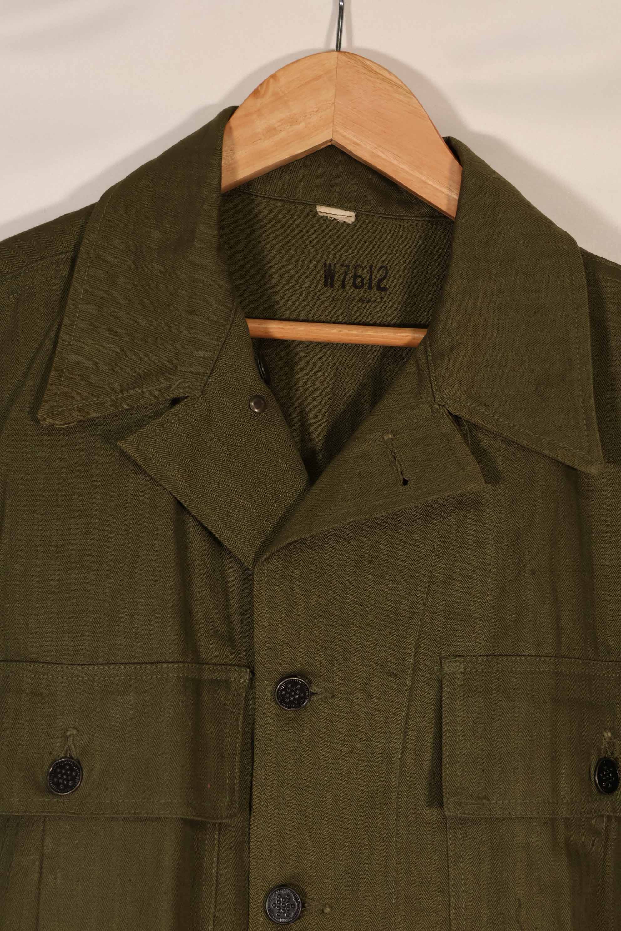 実物　1940年代　アメリカ陸軍　HBT OD ユーティリティジャケット　サイズタグなし　状態良い
