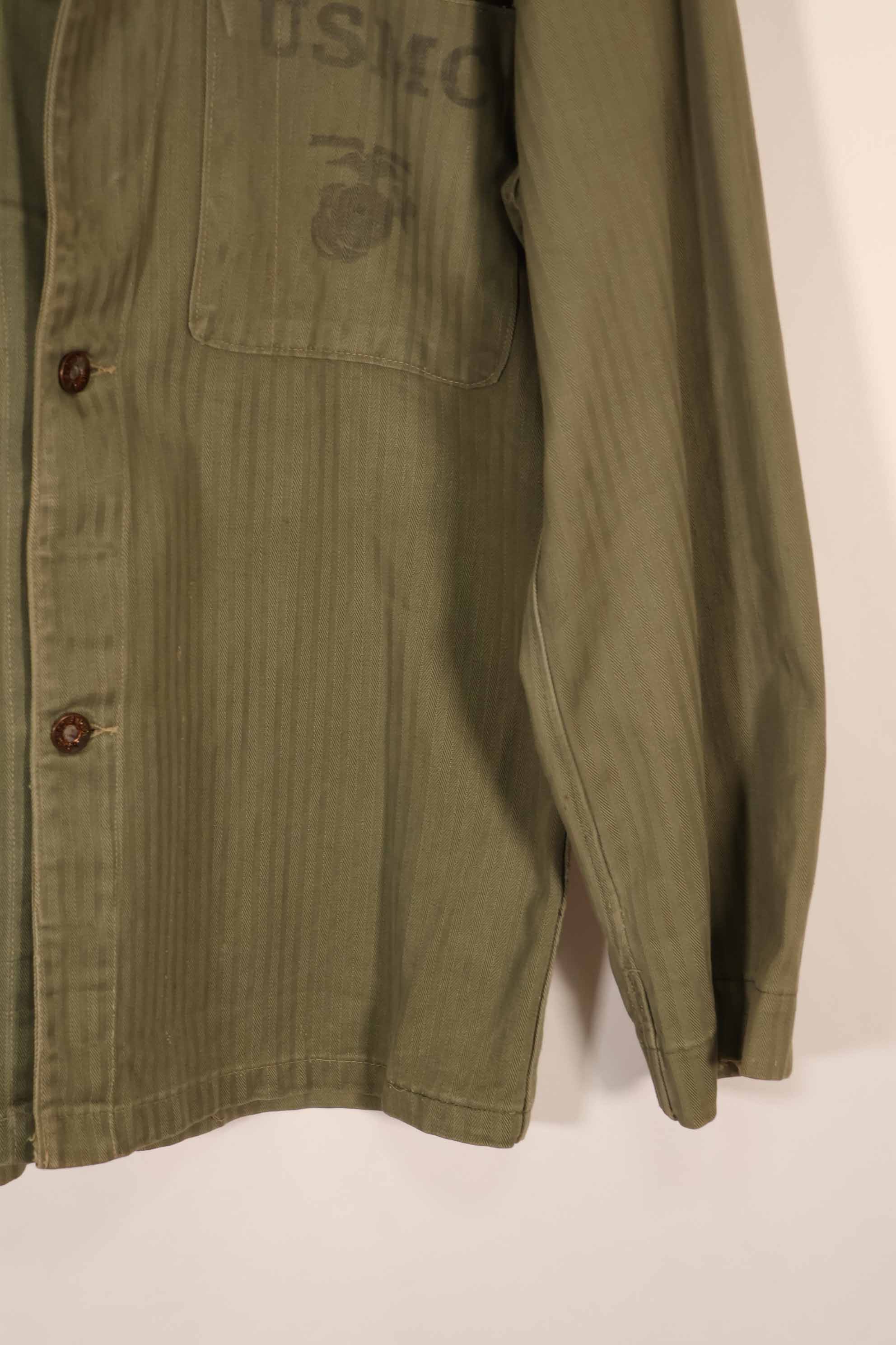 実物　1940年代　アメリカ海兵隊　USMC　M41 HBTユーティリティジャケット　ポケット欠損