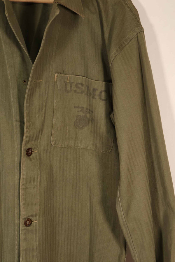 実物　1940年代　アメリカ海兵隊　USMC　M41 HBTユーティリティジャケット　ポケット欠損
