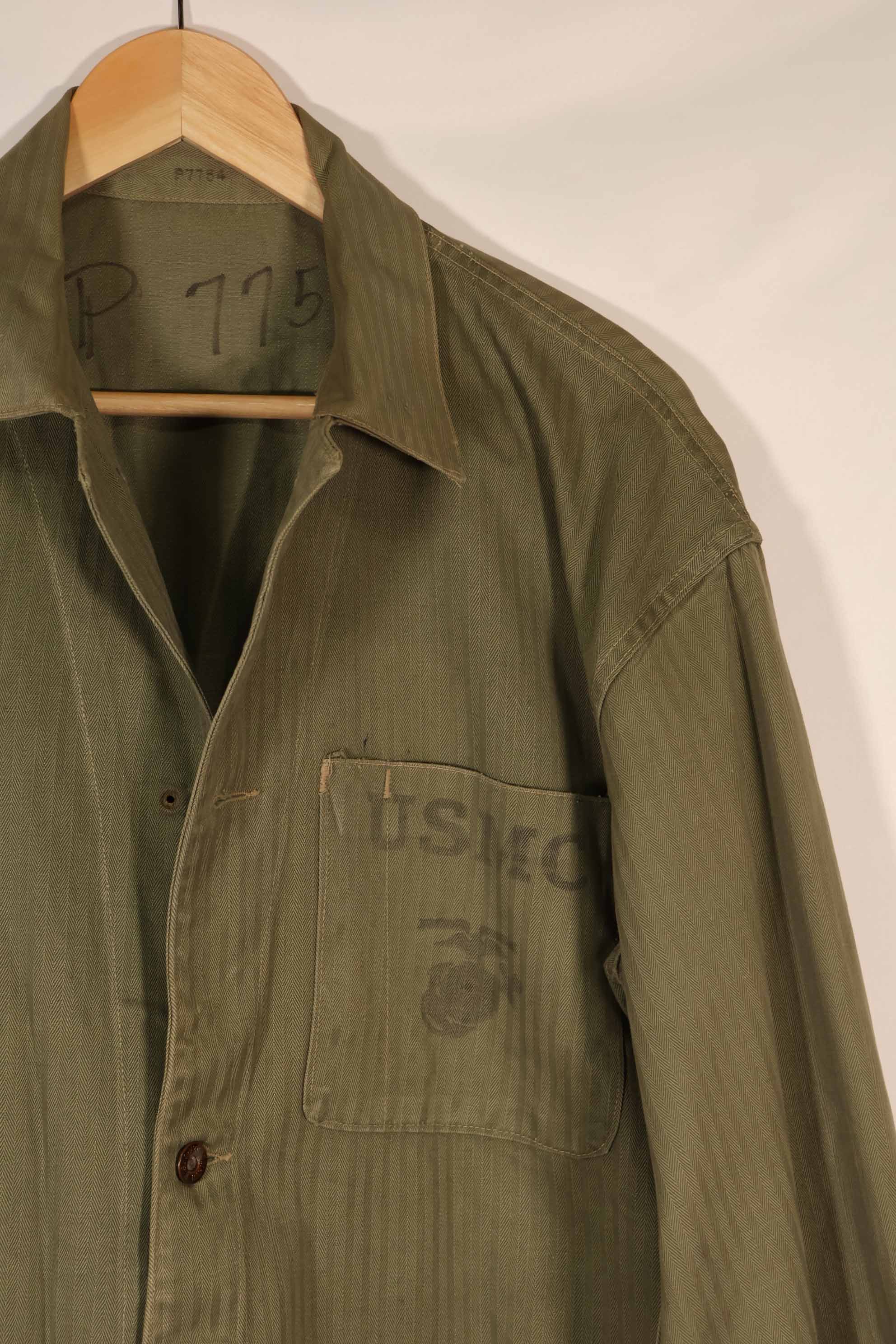 実物　1940年代　アメリカ海兵隊　USMC　M41 HBTユーティリティジャケット　ポケット欠損