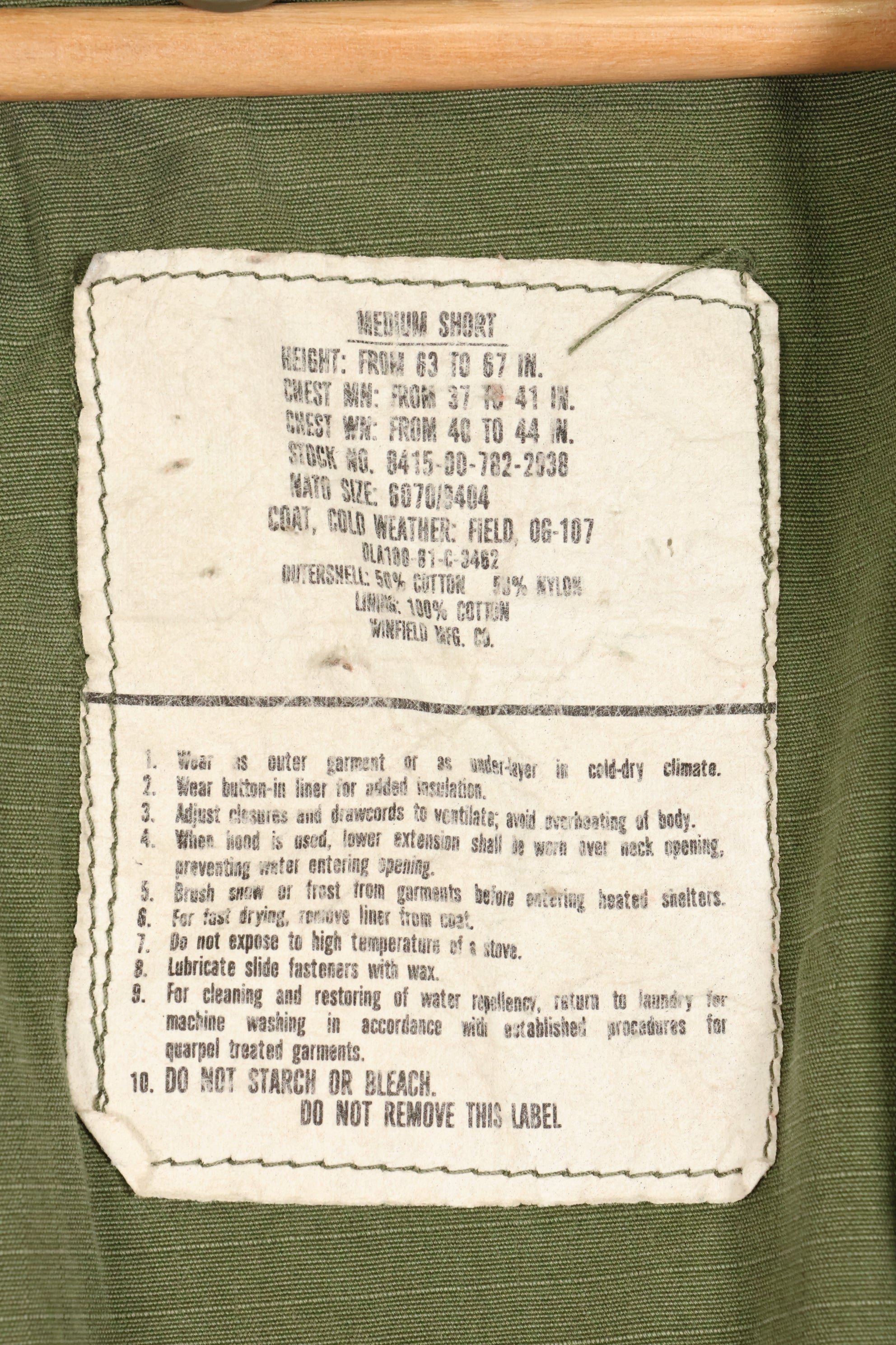 1981 M-S 3rd Model Jacket and Liner Set, M65 Field Jacket, Used
