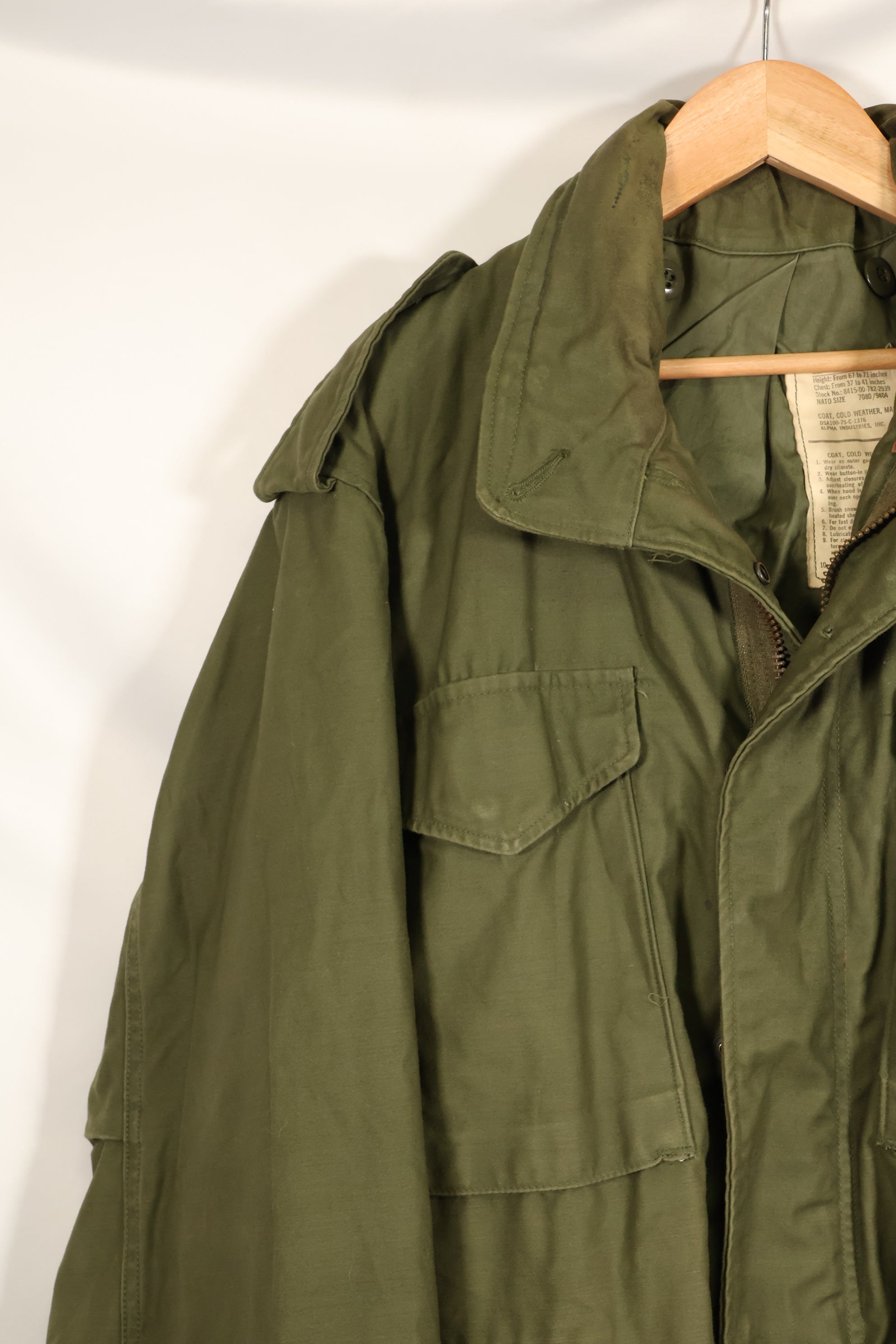 1975 Contract M-R 3rd Model M65 Field Jacket, Used, Good Condition