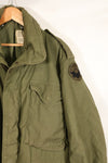 เสื้อแจ็คเก็ตสนาม M-S M65 รุ่นที่ 3 ปี 1974 มือสอง สีซีด มีแผ่นปะ