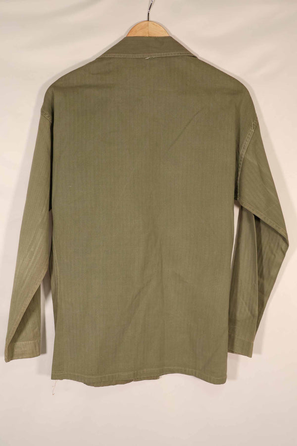 Real 1940s USMC M41 HBT utility jacket, US Marine Corps, faded, pockets missing.