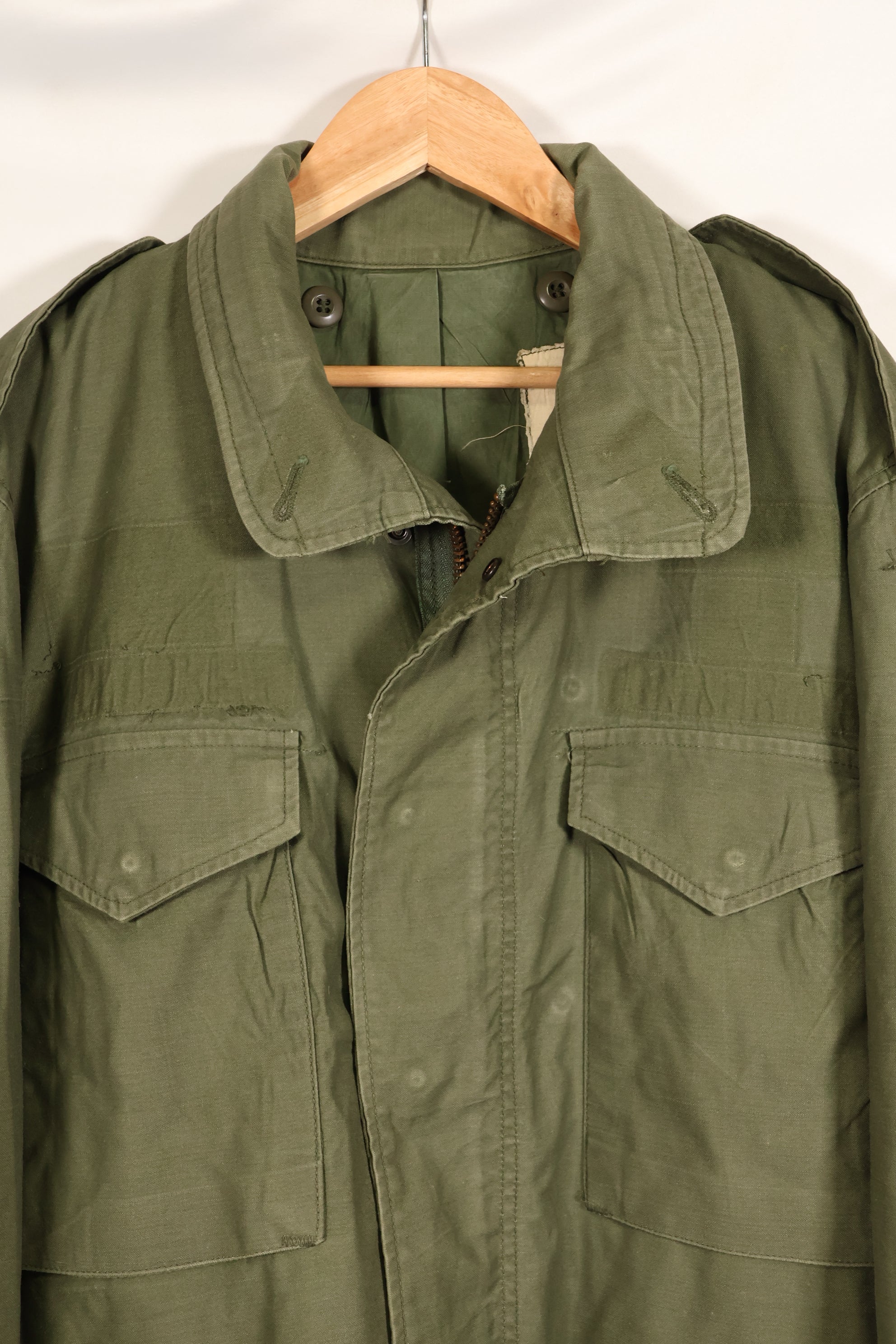 1970s Lot, Estimated M-R, 3rd Model M65 Field Jacket, Shows Heavy Wear, Used