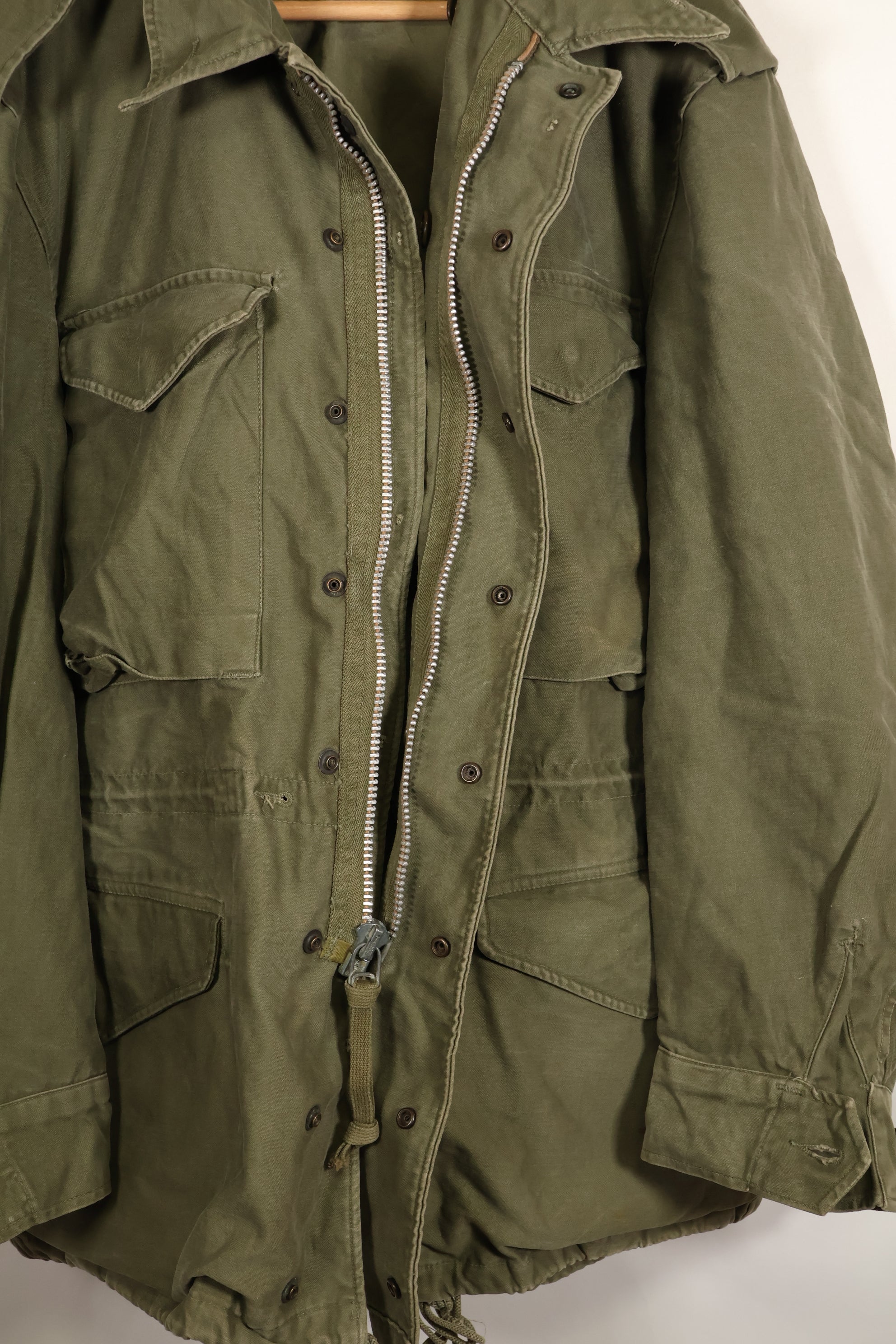 สัญญาปี 1957, S-S, กองทัพสหรัฐฯ, เสื้อแจ็คเก็ตพับ M51, ไม่มีซับใน, สีซีดเล็กน้อย, มือสอง