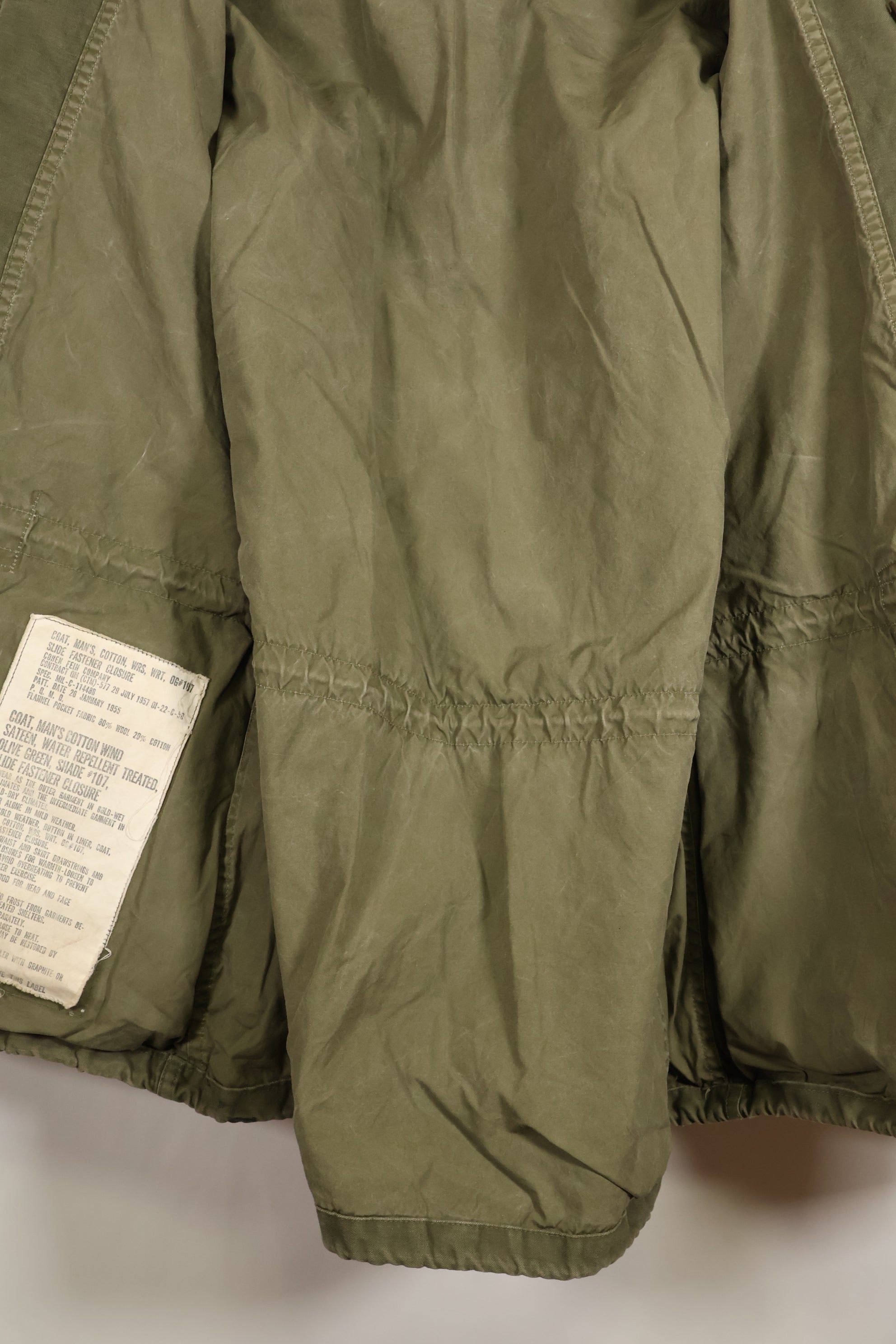 สัญญาปี 1957, S-S, กองทัพสหรัฐฯ, เสื้อแจ็คเก็ตพับ M51, ไม่มีซับใน, สีซีดเล็กน้อย, มือสอง