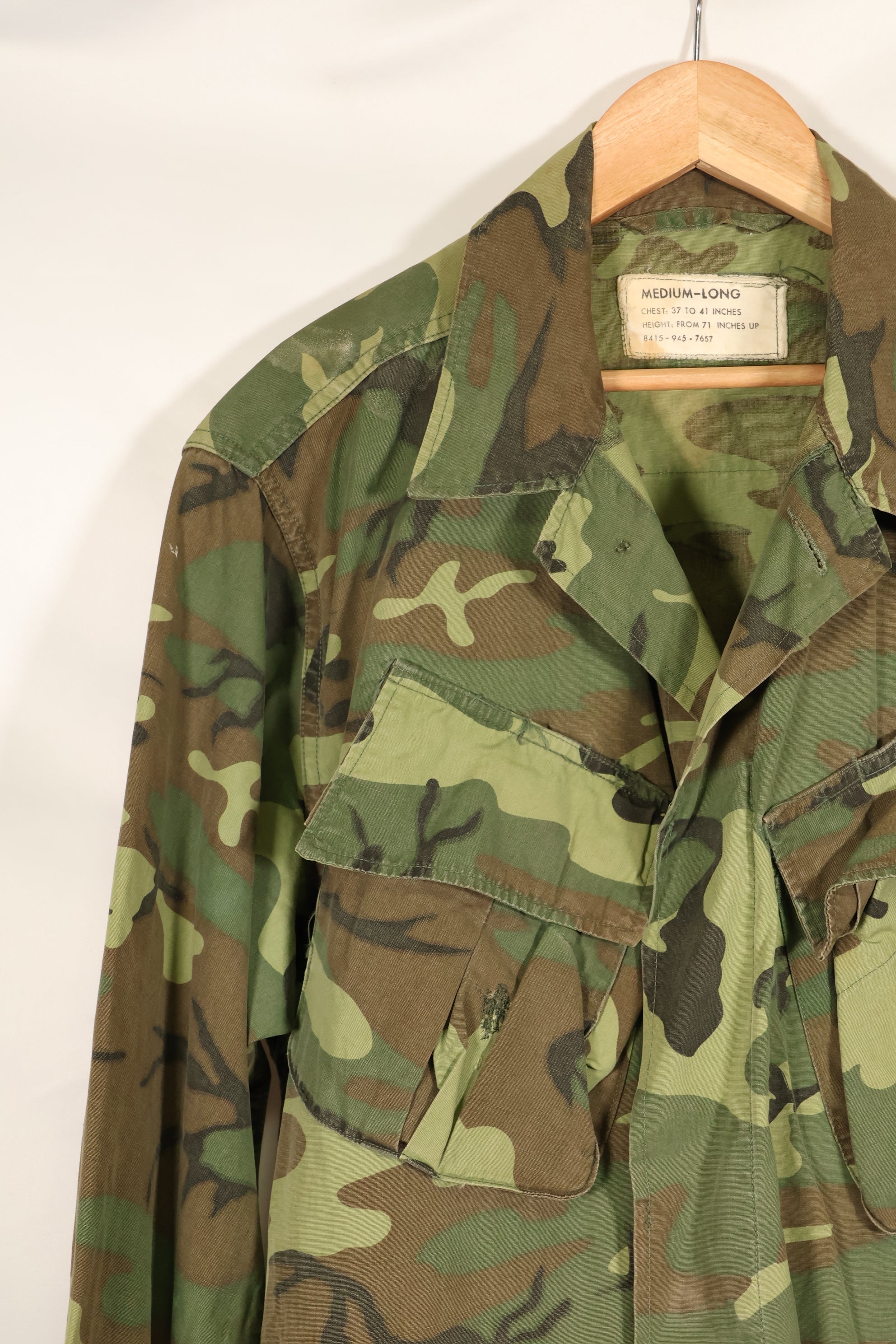 Circa 1967, M-L, ERDL, non-ripstop, early print, jungle fatigues jacket, used