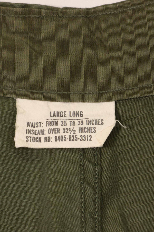 1969 Contract 4th Model Ripstop Jungle Fatigue Pants L-L Used