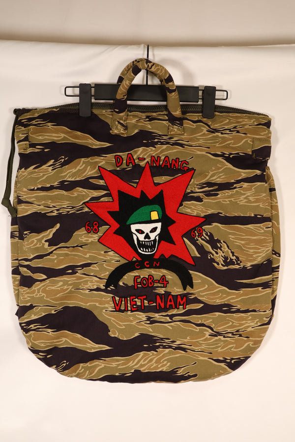 MILITARIA 1911 GOLD TIGER STRIPE Helmet bag, hand machine embroidered bag made in Okinawa