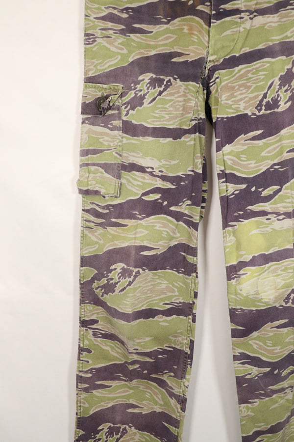 Real heavyweight fabric late war pattern tiger stripe pants, used.