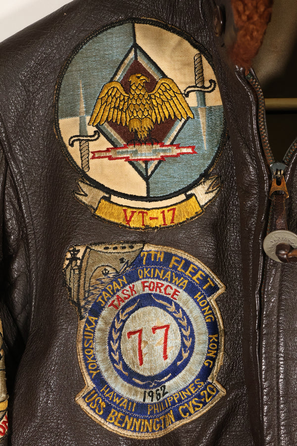 ปลายทศวรรษ 1940  55J14  กองทัพเรือสหรัฐฯ  G-1  แจ็คเก็ตบิน  รุ่นแรกมาก  พร้อมแผ่นปะ  ของหายาก