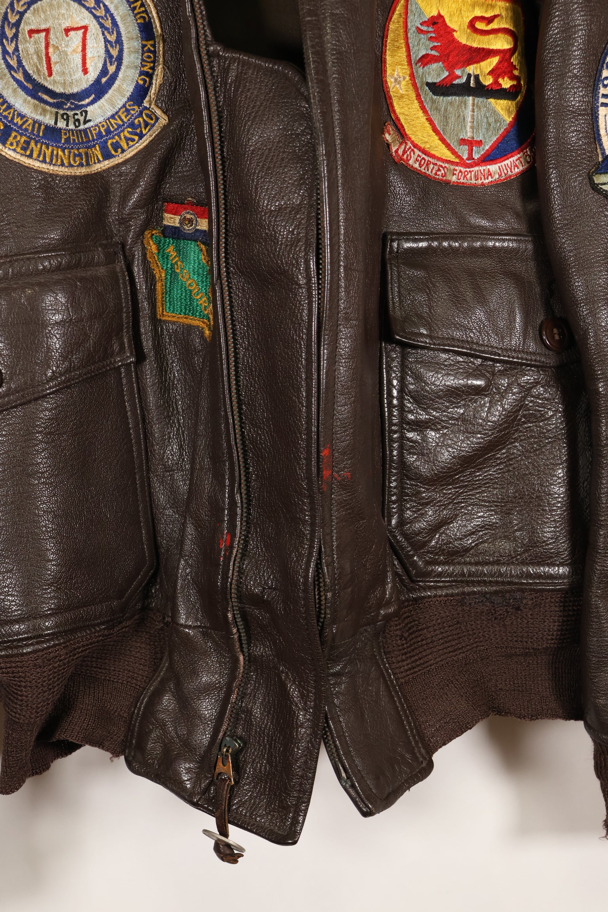 ปลายทศวรรษ 1940  55J14  กองทัพเรือสหรัฐฯ  G-1  แจ็คเก็ตบิน  รุ่นแรกมาก  พร้อมแผ่นปะ  ของหายาก