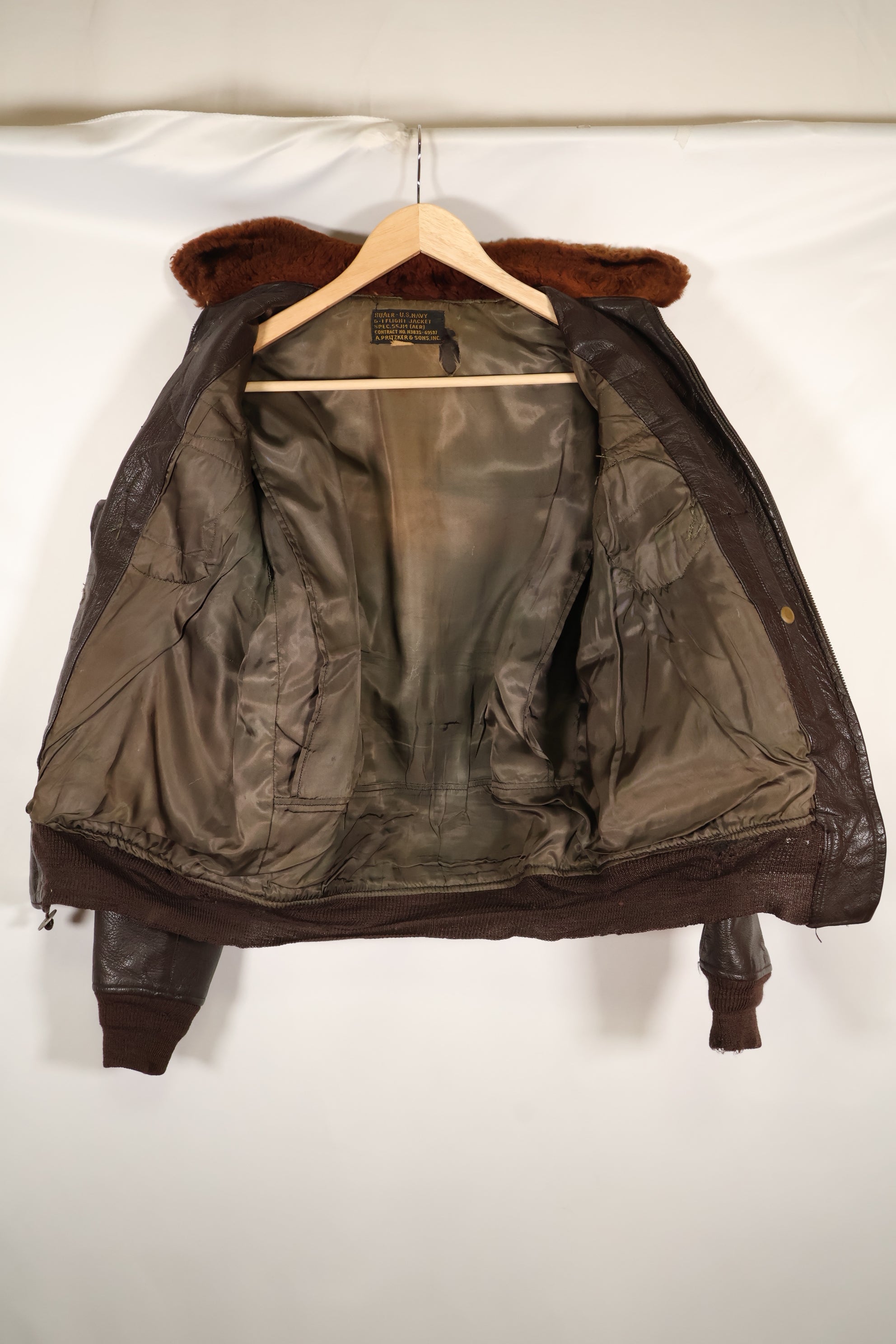 ปลายทศวรรษ 1940  55J14  กองทัพเรือสหรัฐฯ  G-1  แจ็คเก็ตบิน  รุ่นแรกมาก  พร้อมแผ่นปะ  ของหายาก