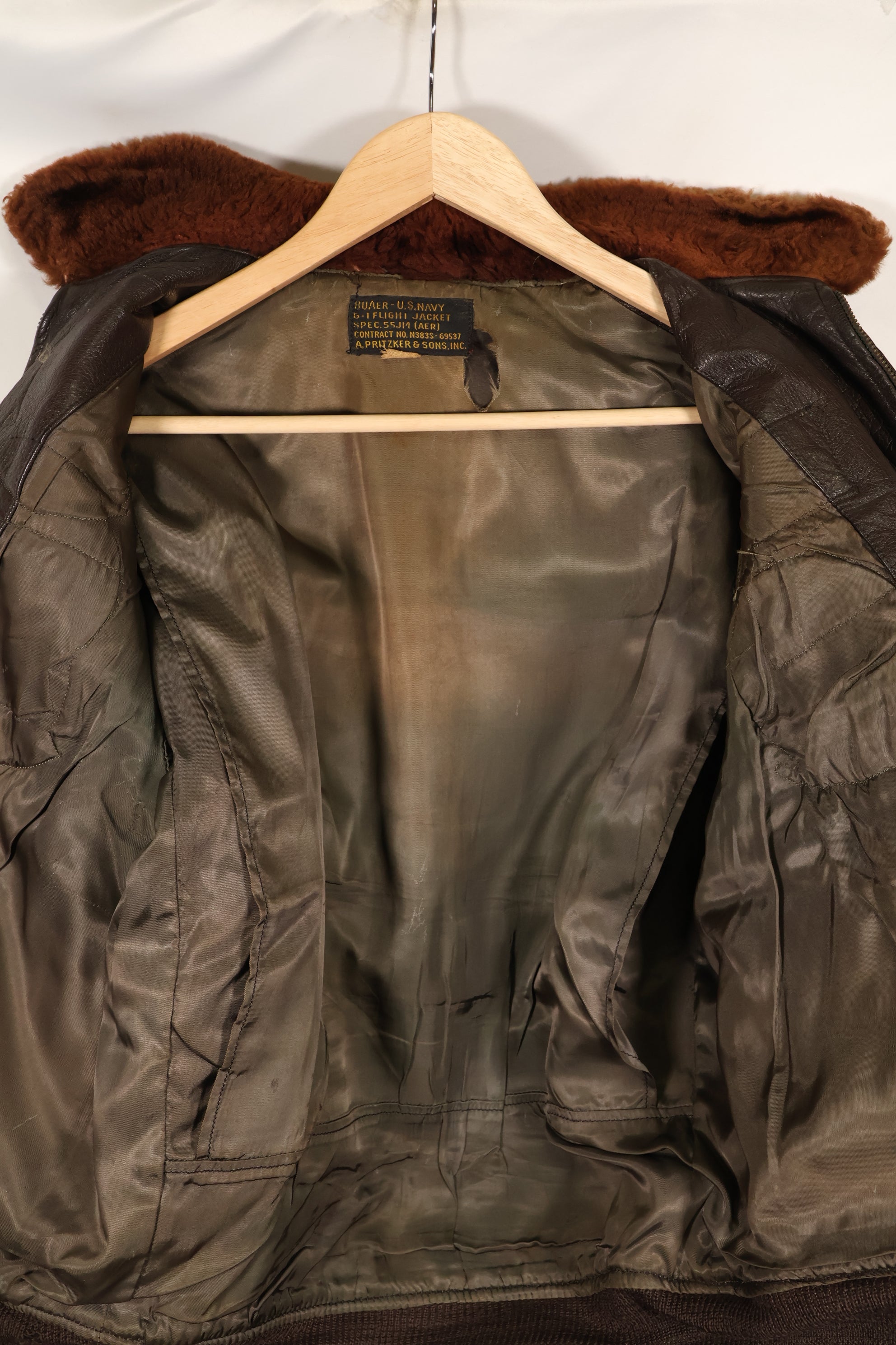 ปลายทศวรรษ 1940  55J14  กองทัพเรือสหรัฐฯ  G-1  แจ็คเก็ตบิน  รุ่นแรกมาก  พร้อมแผ่นปะ  ของหายาก