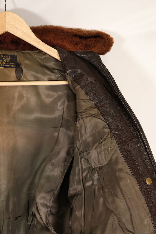 ปลายทศวรรษ 1940  55J14  กองทัพเรือสหรัฐฯ  G-1  แจ็คเก็ตบิน  รุ่นแรกมาก  พร้อมแผ่นปะ  ของหายาก