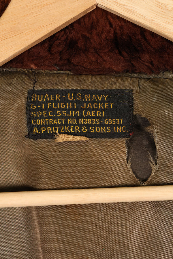 ปลายทศวรรษ 1940  55J14  กองทัพเรือสหรัฐฯ  G-1  แจ็คเก็ตบิน  รุ่นแรกมาก  พร้อมแผ่นปะ  ของหายาก