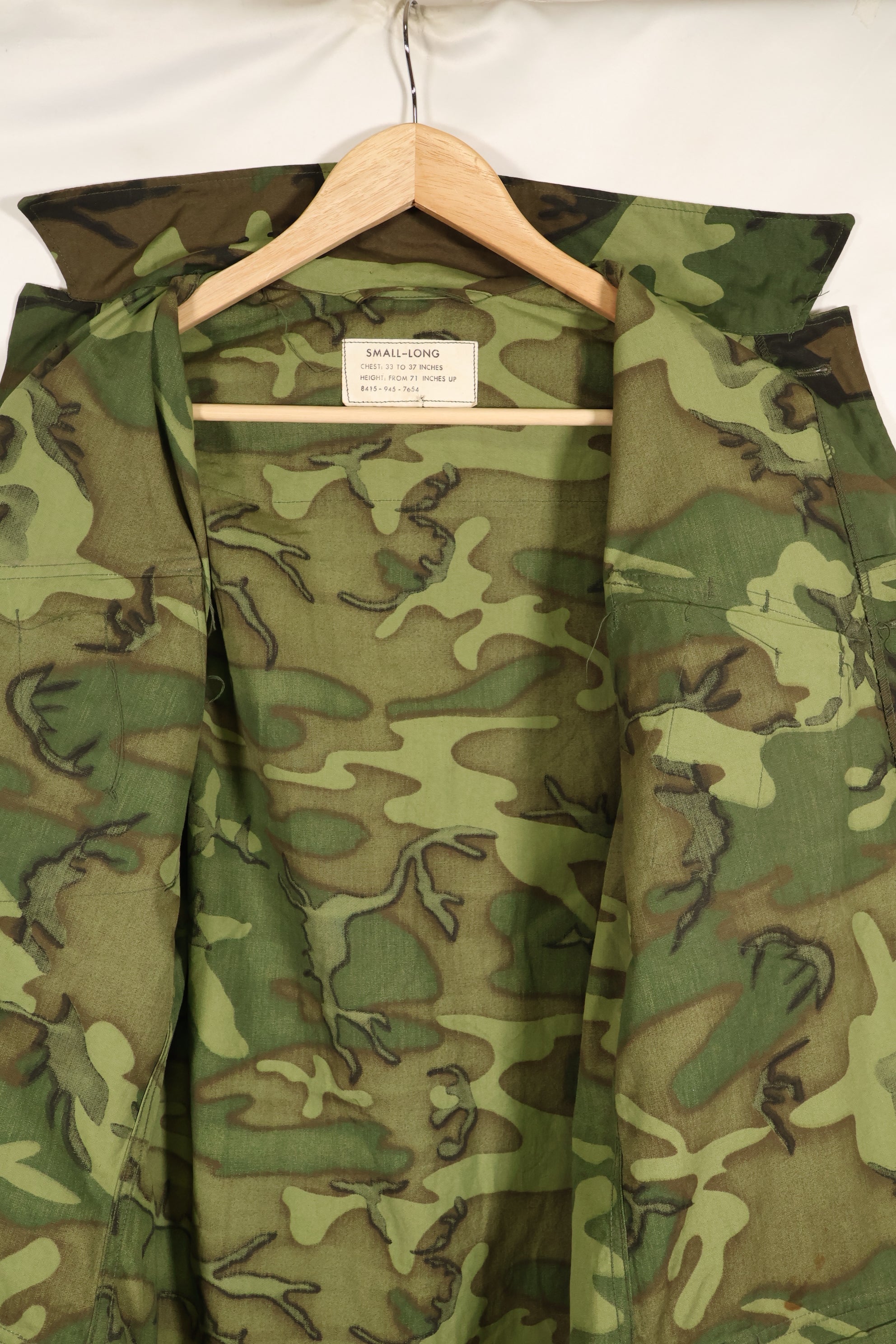 1966〜67年頃　デッドストック　S-L　ノンリップストップ　初期プリント　ERDL　ファティーグジャケット