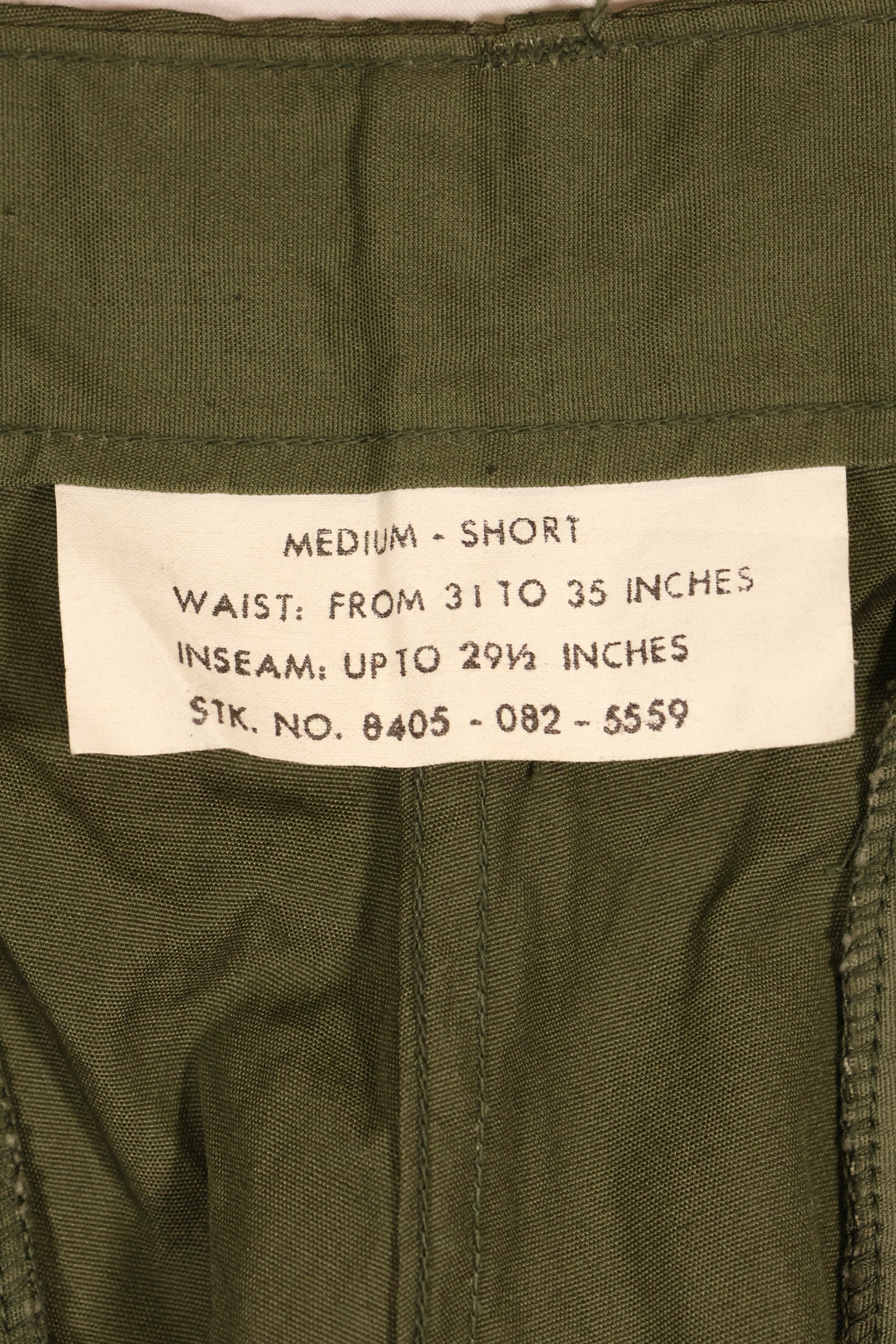 ประมาณปี 1965 – M-S – สินค้าใหม่จากคลัง – กางเกงทหารแบบ Jungle Fatigue รุ่นที่ 2 – สภาพดี　