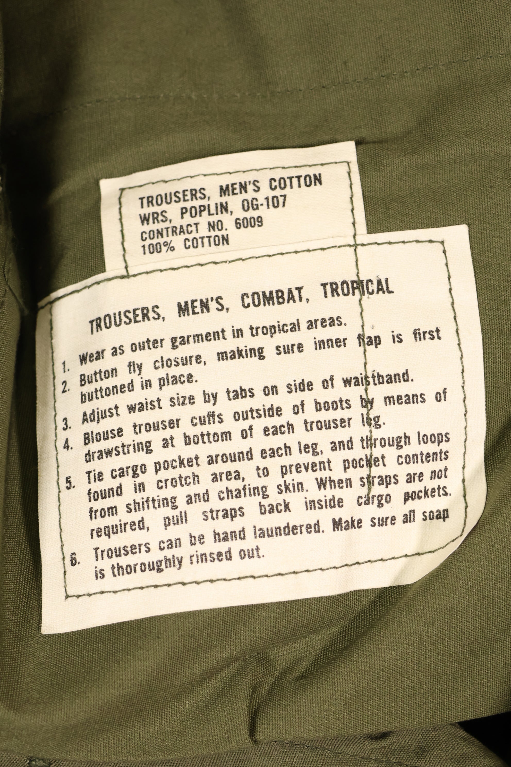 ประมาณปี 1965 – M-S – สินค้าใหม่จากคลัง – กางเกงทหารแบบ Jungle Fatigue รุ่นที่ 2 – สภาพดี　