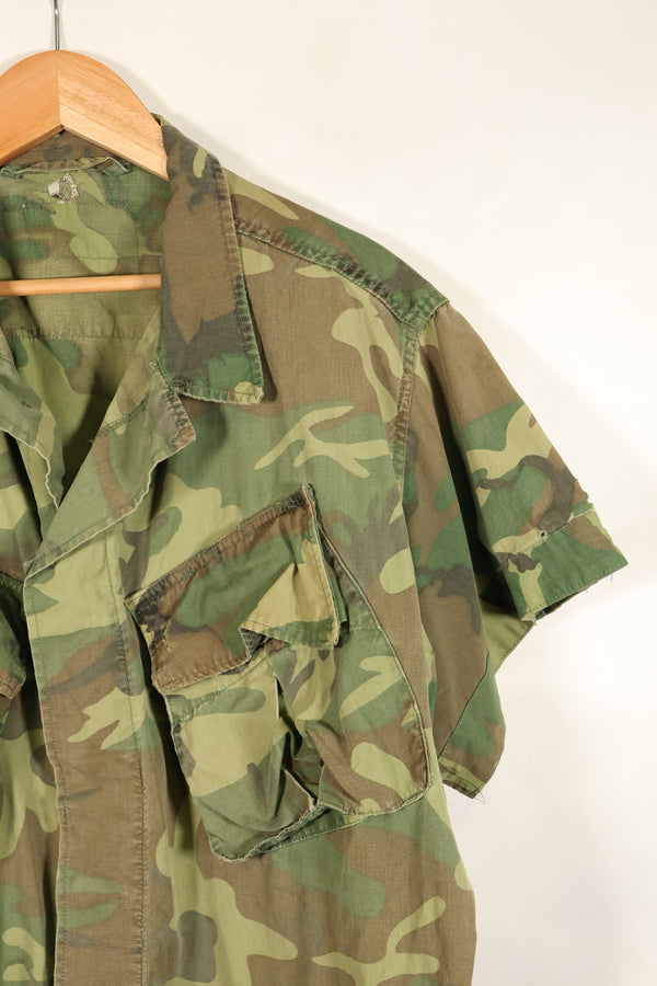 Estimated 1966–67 | Estimated M-R | No label | ERDL camouflage | Early print | Short-sleeve custom fatigue jacket | Used