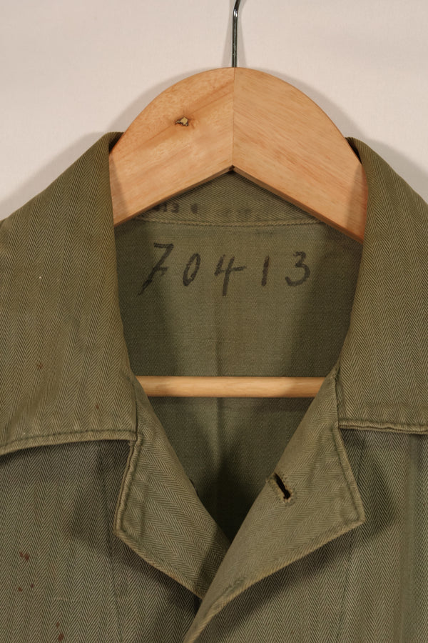 実物　WWII アメリカ海兵隊　USMC　P41　HBTジャケット　レアボタン付　中古品