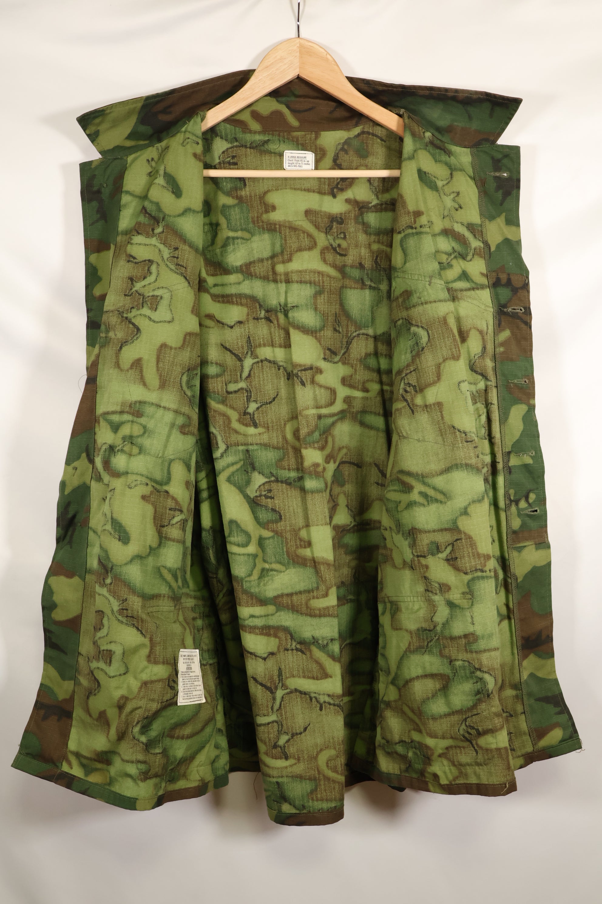 1970 Contract Deadstock X-L-R ERDL Green Leaf Camouflage Jungle Fatigue Jacket