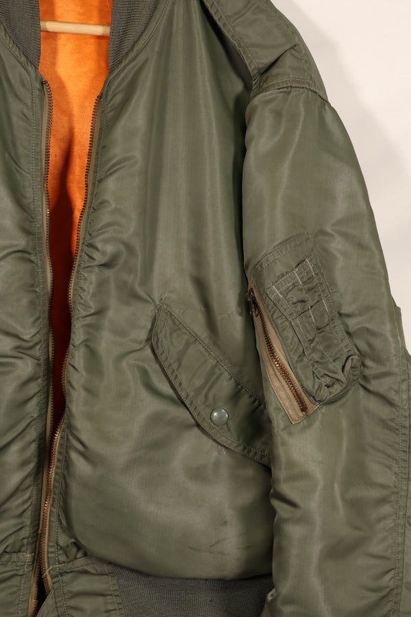 Real early 1960s USAF L2-B flight jacket with damaged ribs, no zipper slider