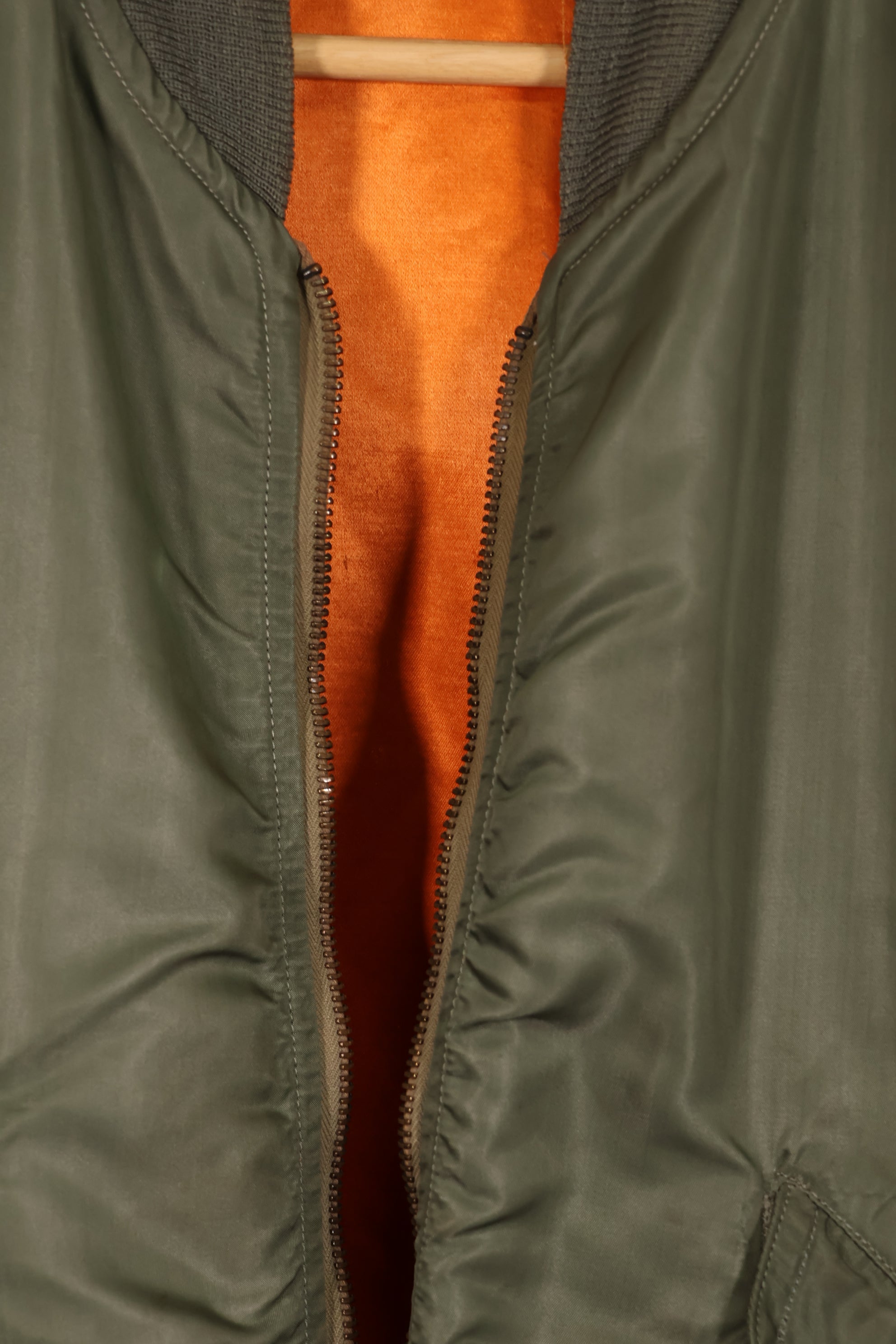 Real early 1960s USAF L2-B flight jacket with damaged ribs, no zipper slider